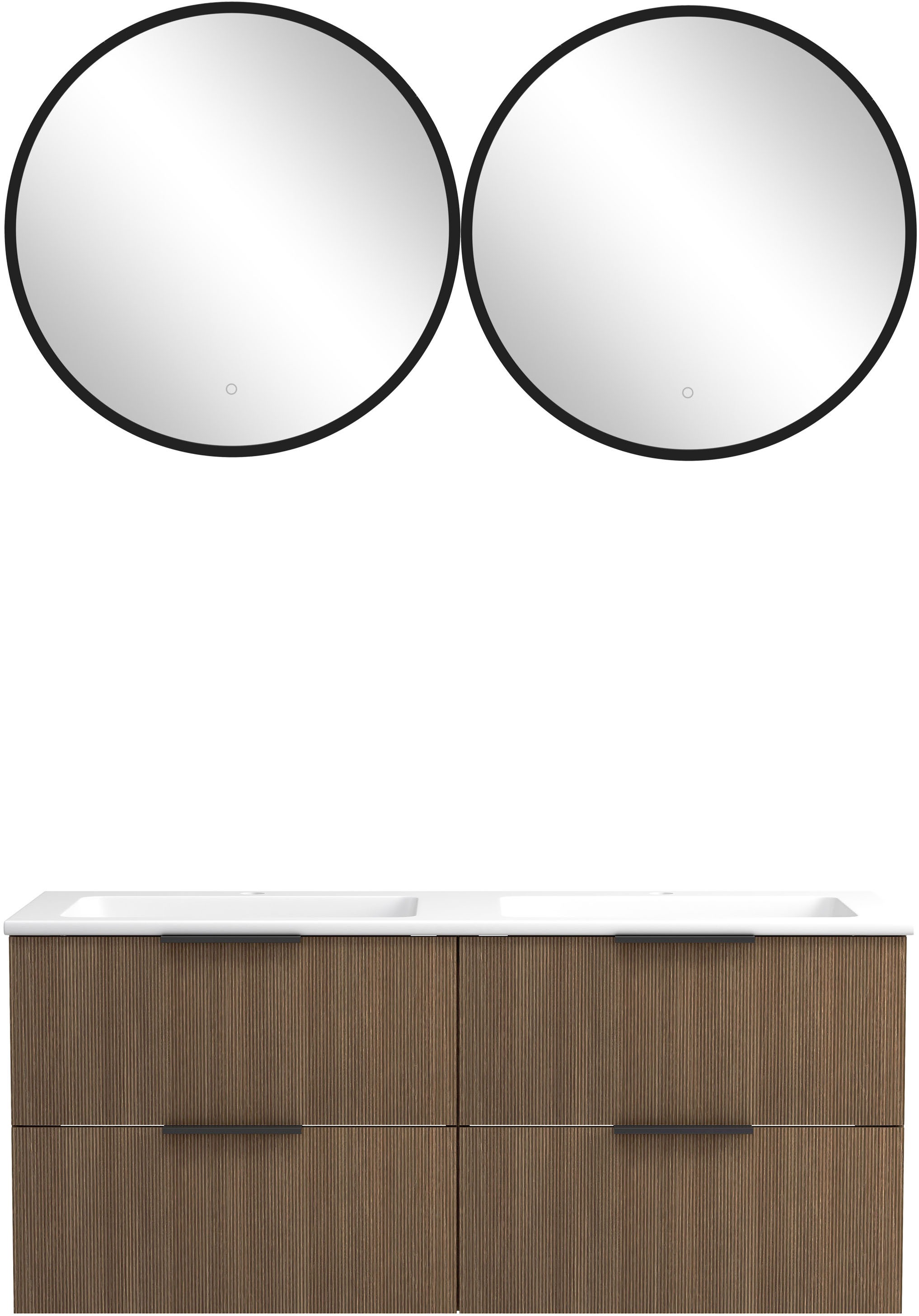 welltime Badmöbel-Set »Welltime, York Waschtisch-Set 120 cm, weißes oder schwarzes Becken«