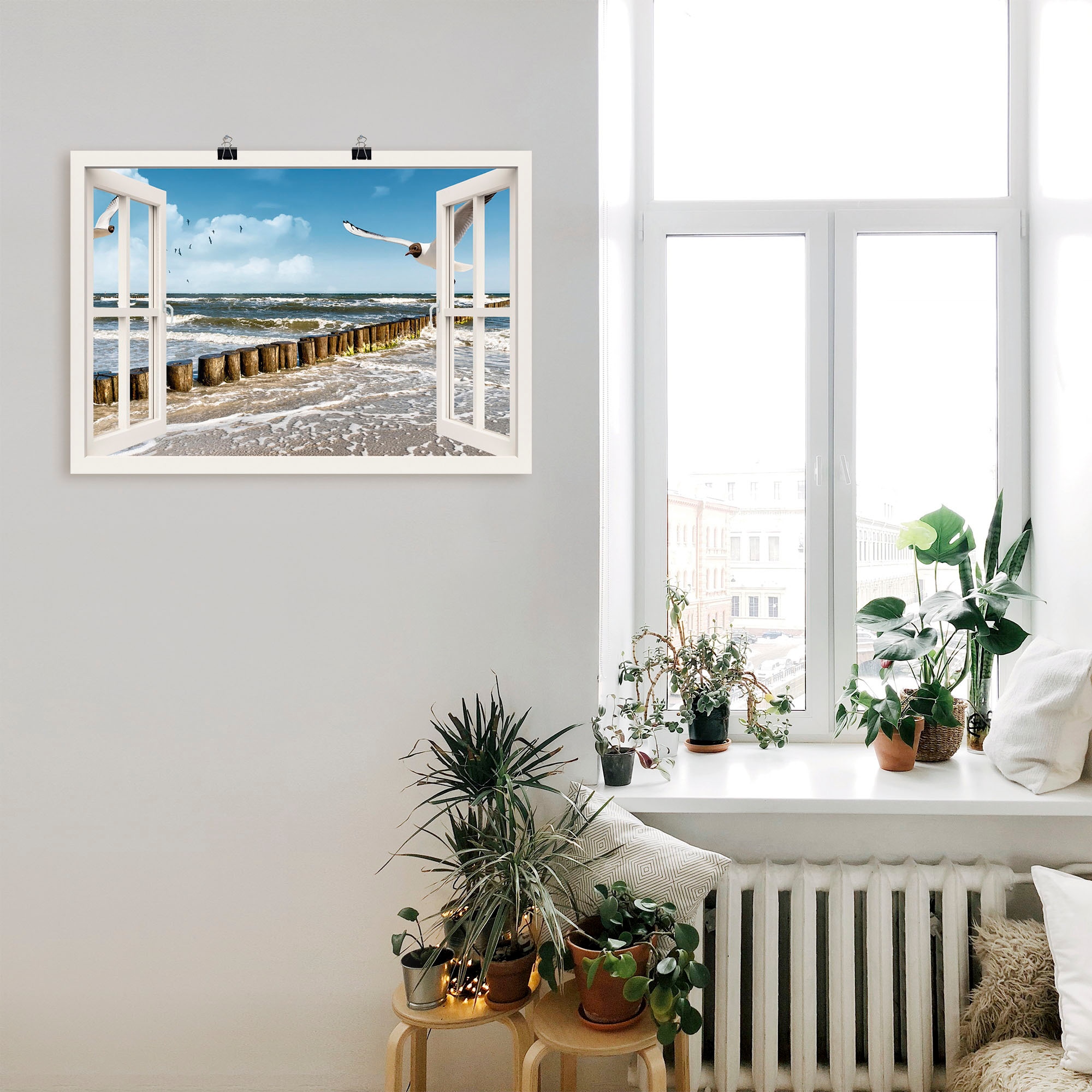 Artland Wandbild »Fensterblick - Ostsee« Fensterblick 1 Stk. tlg. als Leinwandbild, Poster in verschied. Größen
