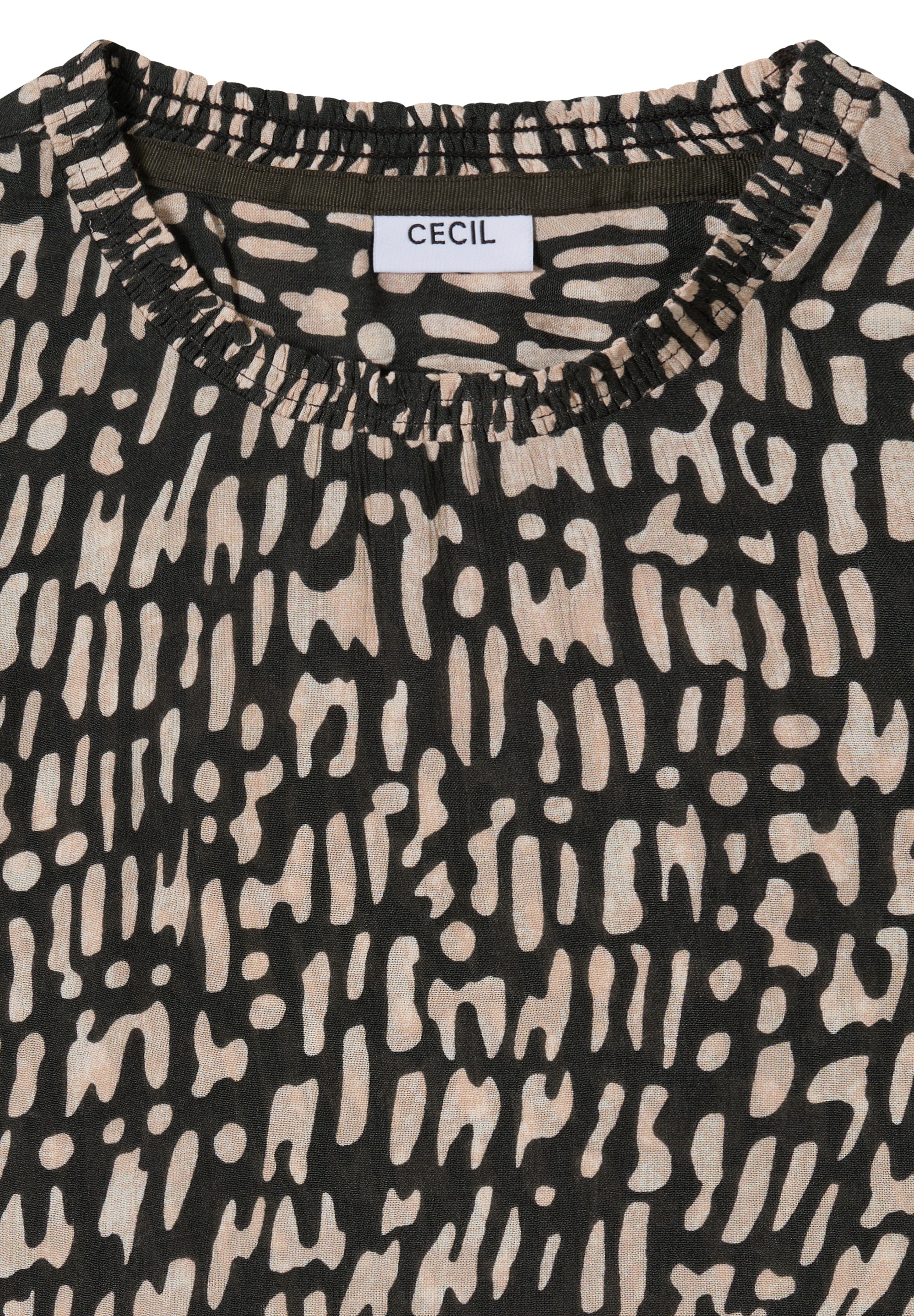 Cecil Langarmbluse mit Smock-Ausschnitt und grafischem Muster