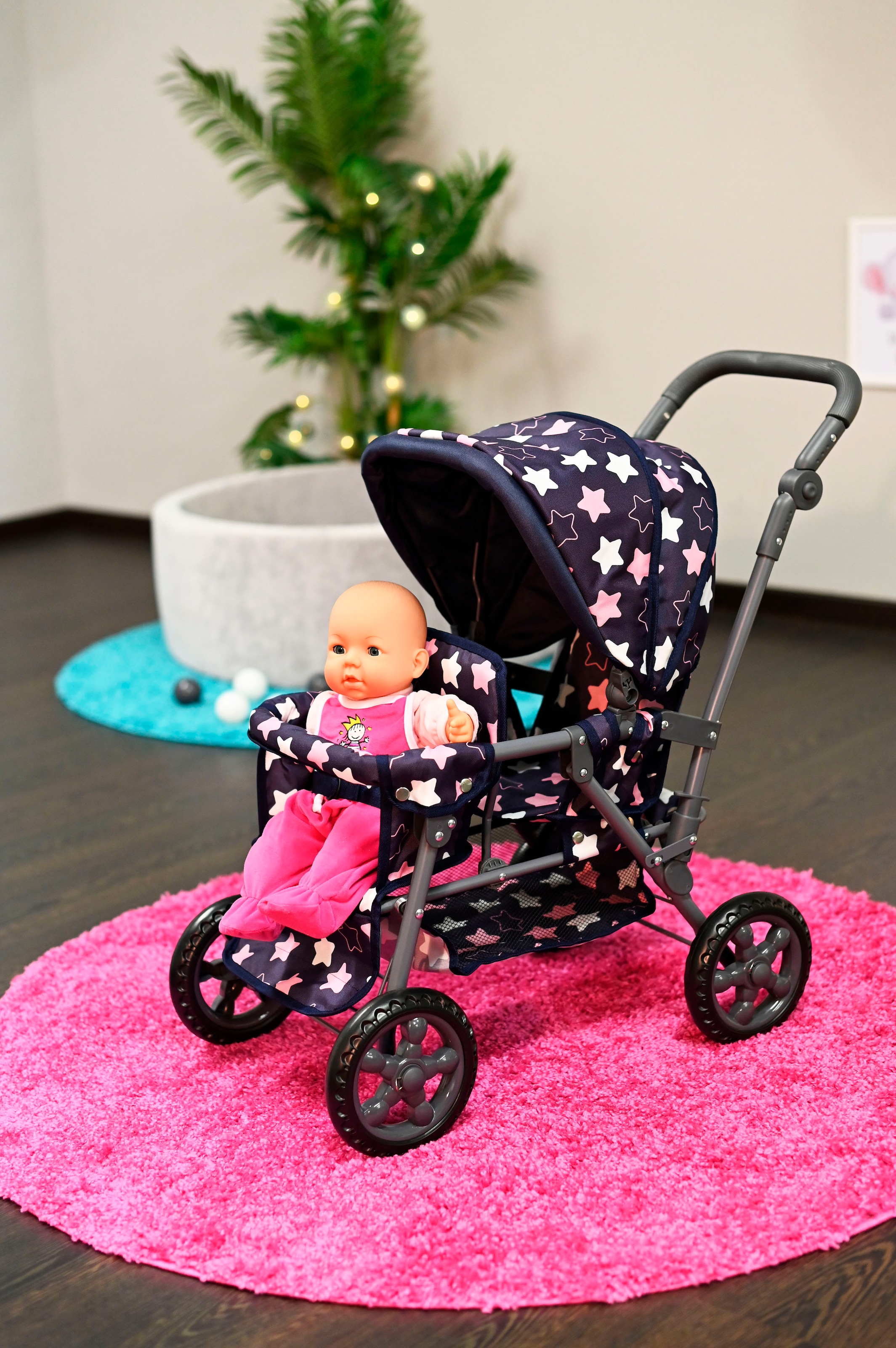 Knorrtoys® Zwillingspuppenwagen »Big Twin - star blue pink«