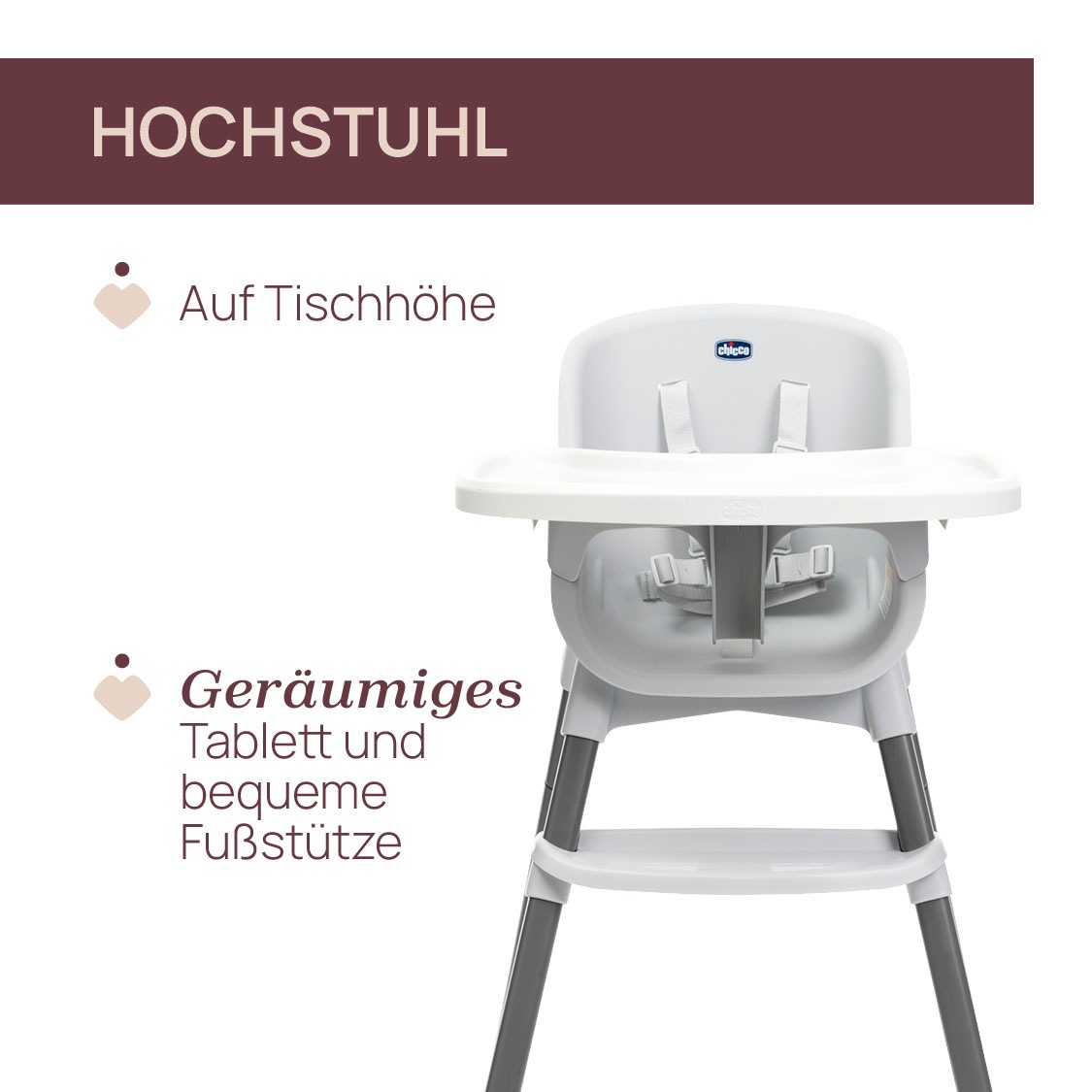 Chicco Hochstuhl »Zest Plus Wooden Grey«, mit abnehmbarem Tablett günstig online kaufen