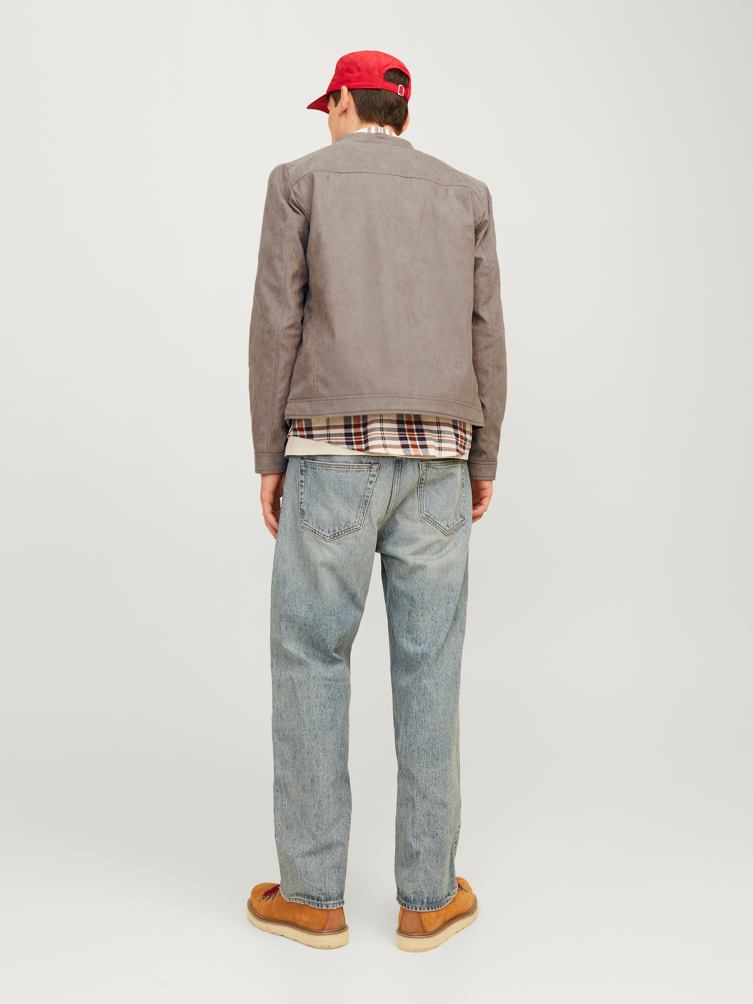 Jack & Jones Lederimitatjacke »JJEDYLAN CLEAN JACKET NOOS« ohne Kapuze mit Bandkargen