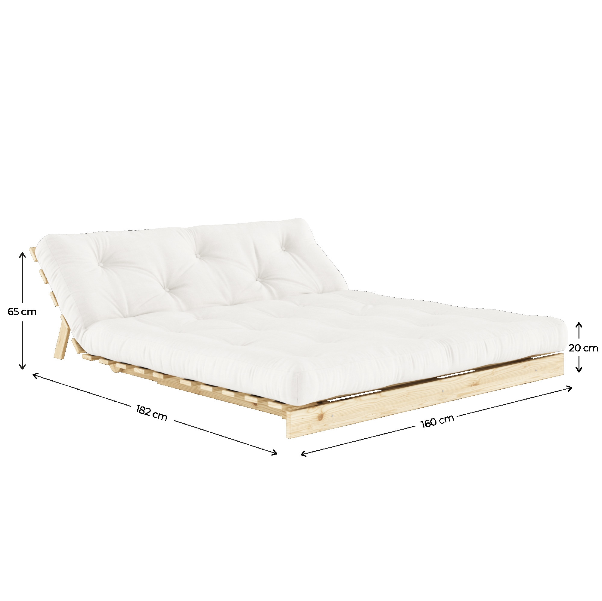 Karup Design Schlafsofa »Roots 160 Schlafsofa, Gästebett, Sofa mit Futonmatratze«, (2 St.), Inkl. Futonmatratze, Liegefläche 160x200 cm, FSC® zertifizierte Kiefer