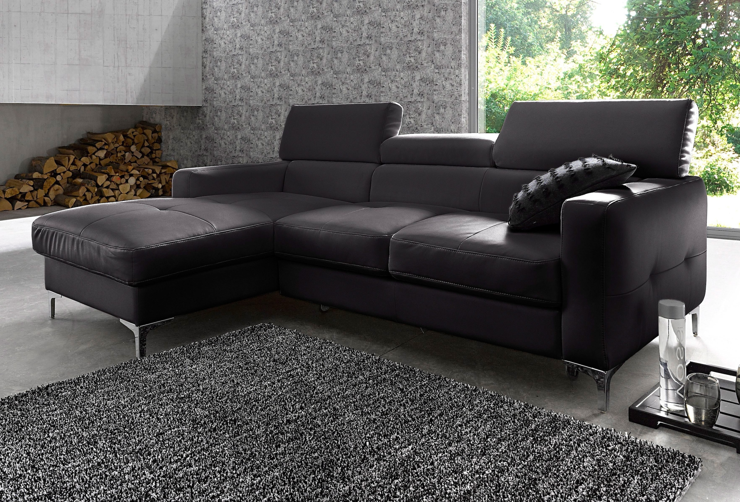 COTTA Polstergarnitur »Sammy«, (Set), Set: bestehend aus Ecksofa und Hocker, Ecksofa wahlweise Bettfunktion