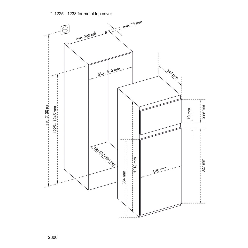 Sharp Einbaukühlgefrierkombination »SJ-T2172M1X-EU«, SJ-TE172M1X-EU, 121,8 cm hoch, 54 cm breit