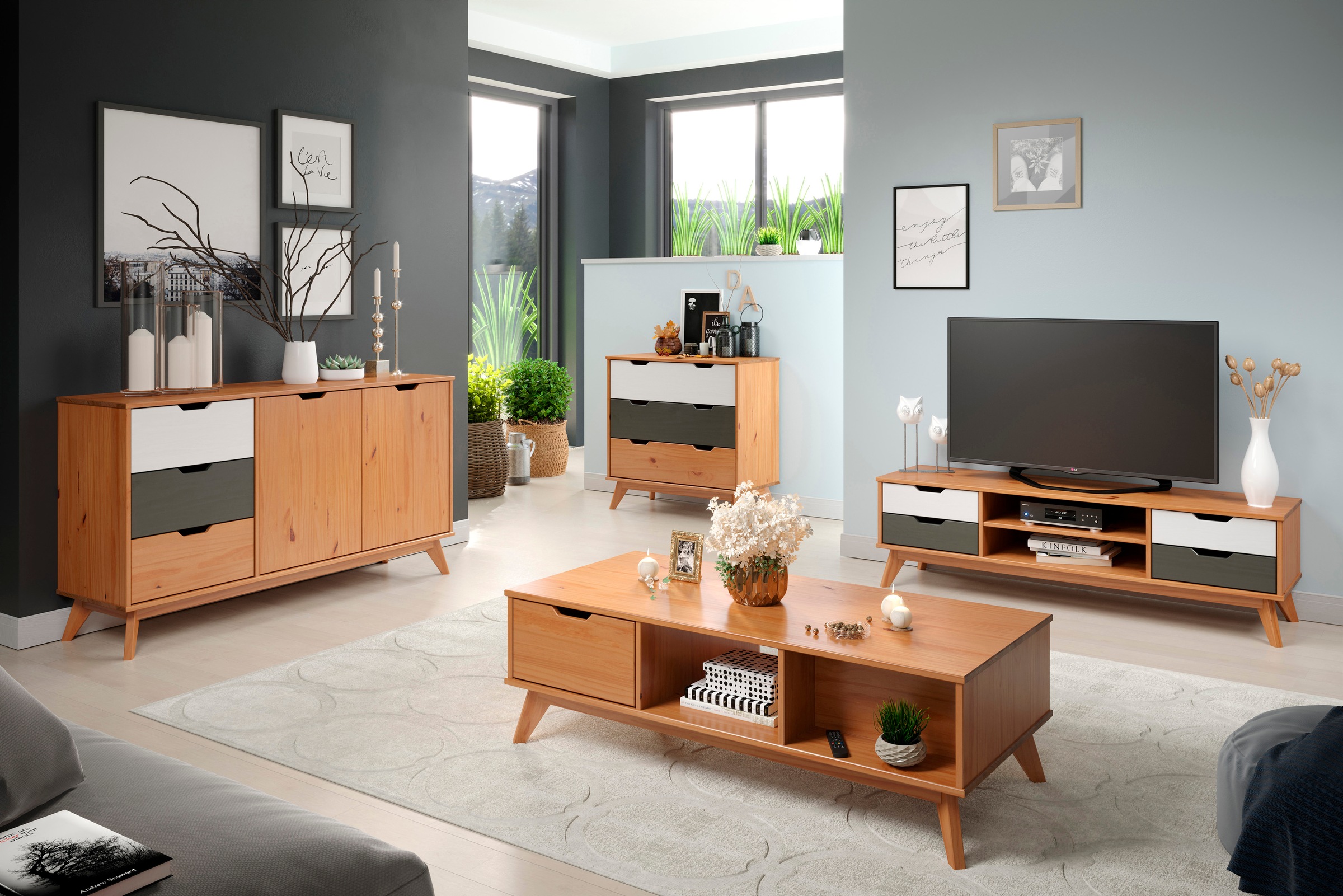 INTER-FURN Lowboard »Scandik«, Kommode aus massiver Kiefer günstig online kaufen