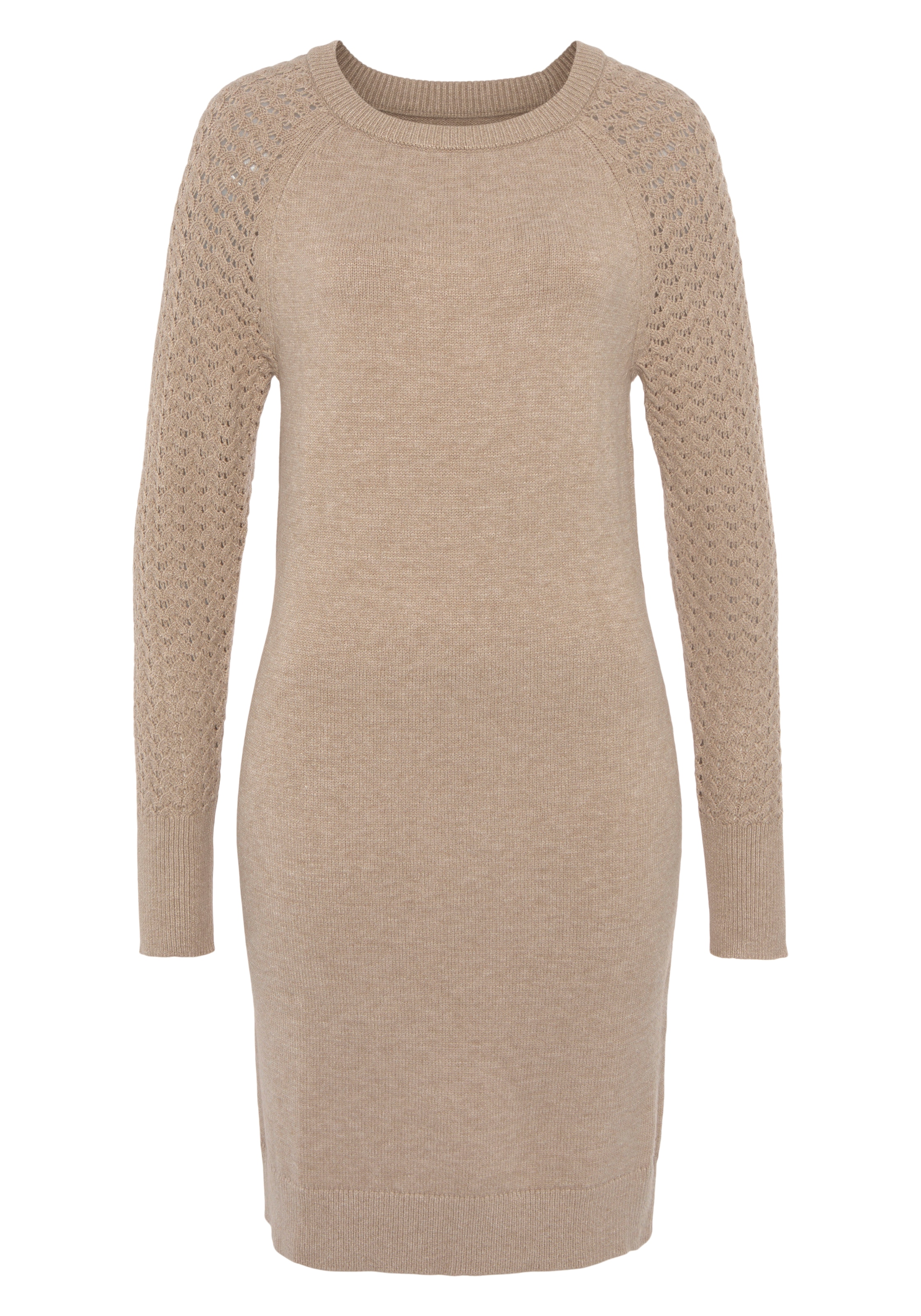 Tamaris Strickkleid, bis Mitte des Oberschenkels, modern, aus Viskosemischung, Langarm