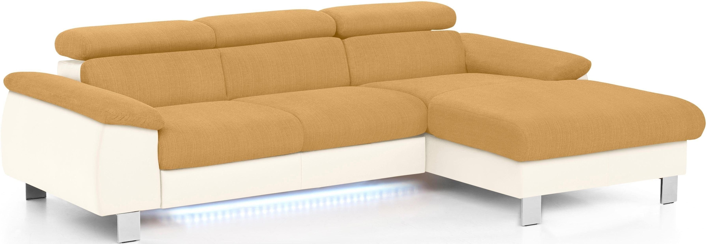 COTTA Polstergarnitur »Komaris L-Form«, (Set), Set bestehend aus: Ecksofa mit Kopfteilverstellung & Hocker