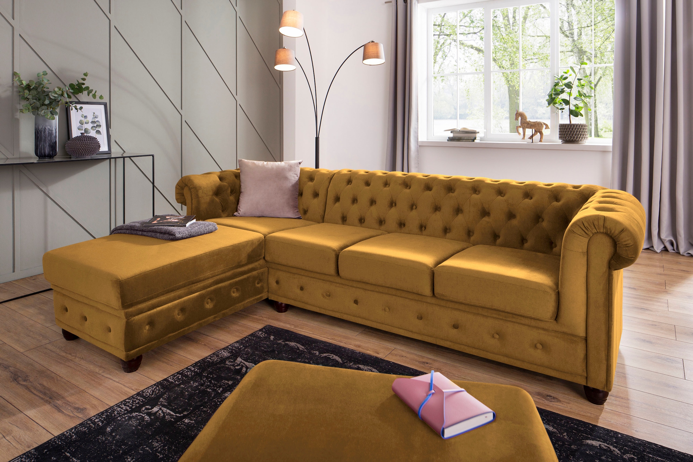 Home affaire Chesterfield-Sofa "New Castle L-Form", hochwertige Knopfheftun günstig online kaufen