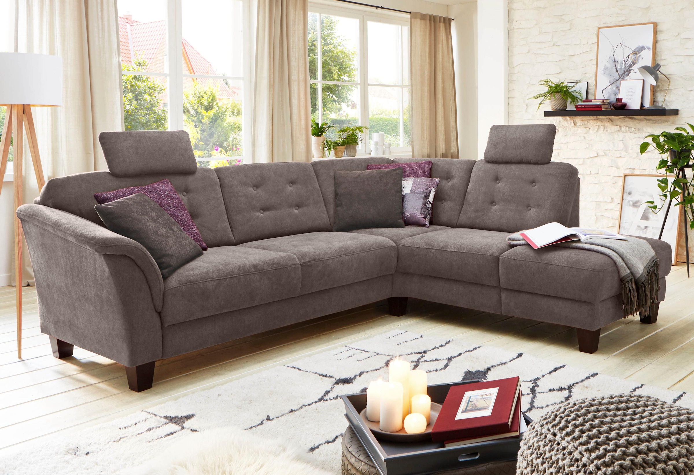 Home affaire Ecksofa »Trondheim L-Form«, mit Federkern und Knopfheftung im günstig online kaufen