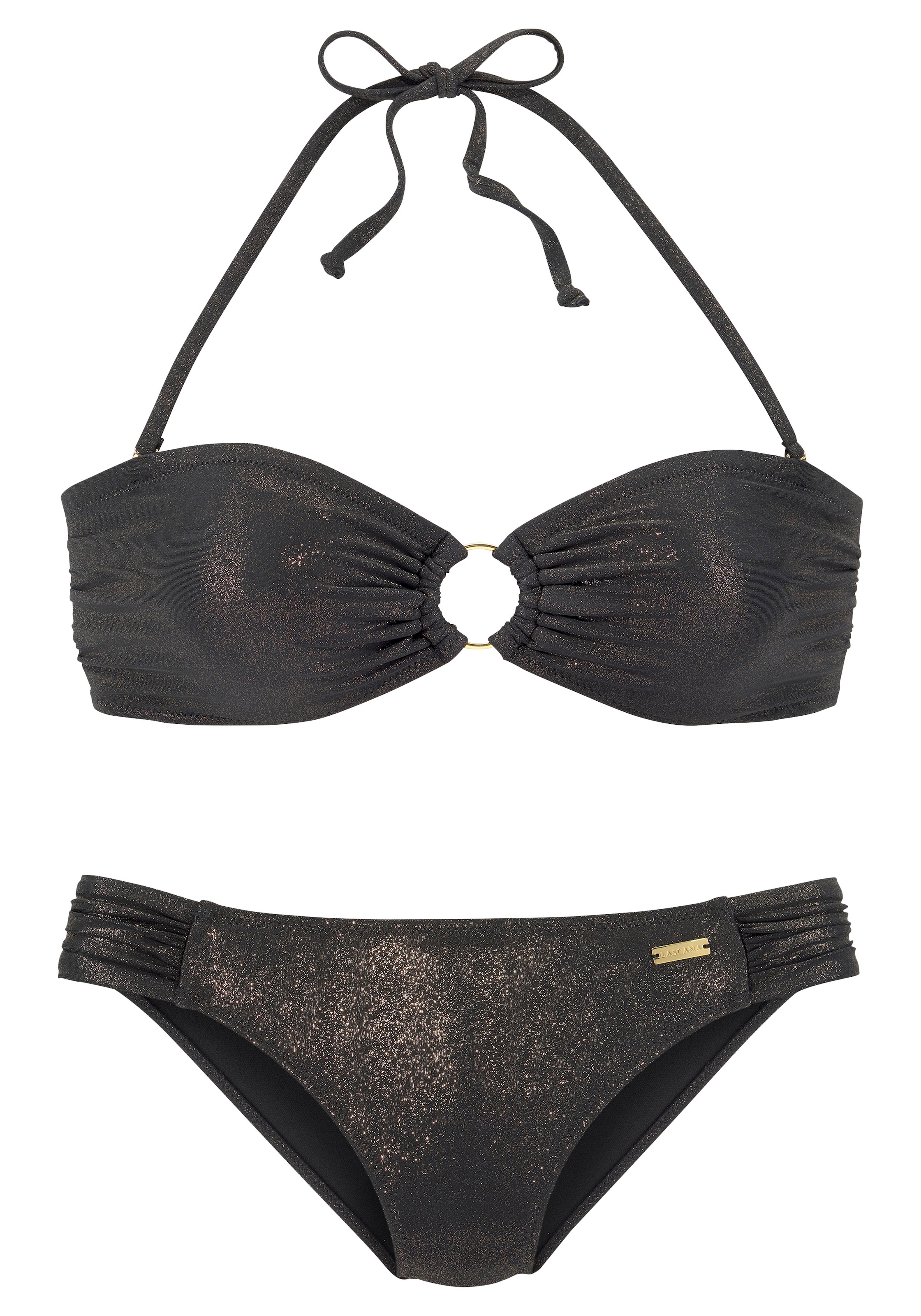 LASCANA Bandeau-Bikini, mit goldfarbener Glanzbeschichtung