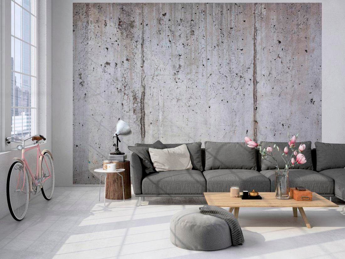 living walls Fototapete »Beton« glatt Fototapete Floral Grau weiß 3,50 m x 2,55 m Tapete