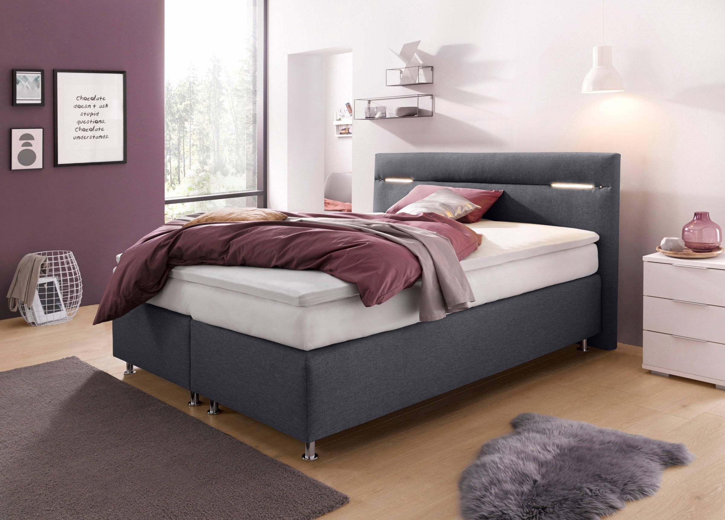 Westfalia Schlafkomfort Boxspringbett, wahlweise mit LED-Beleuchtung