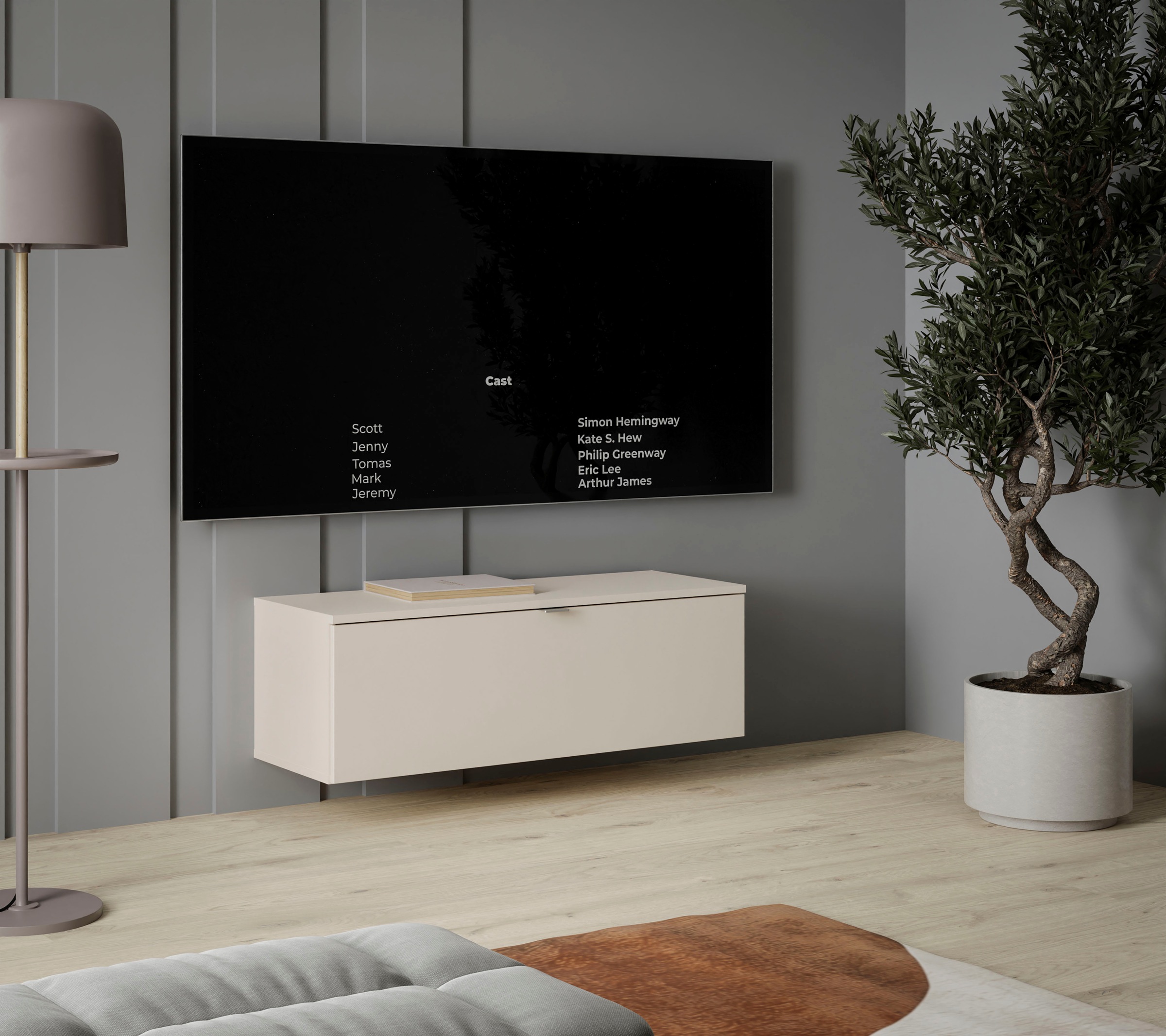 FORTE Lowboard »LibertadTV-Board, TV-Schrank«, TV Board, erweiterbar, Wandmontage, Metallgriff