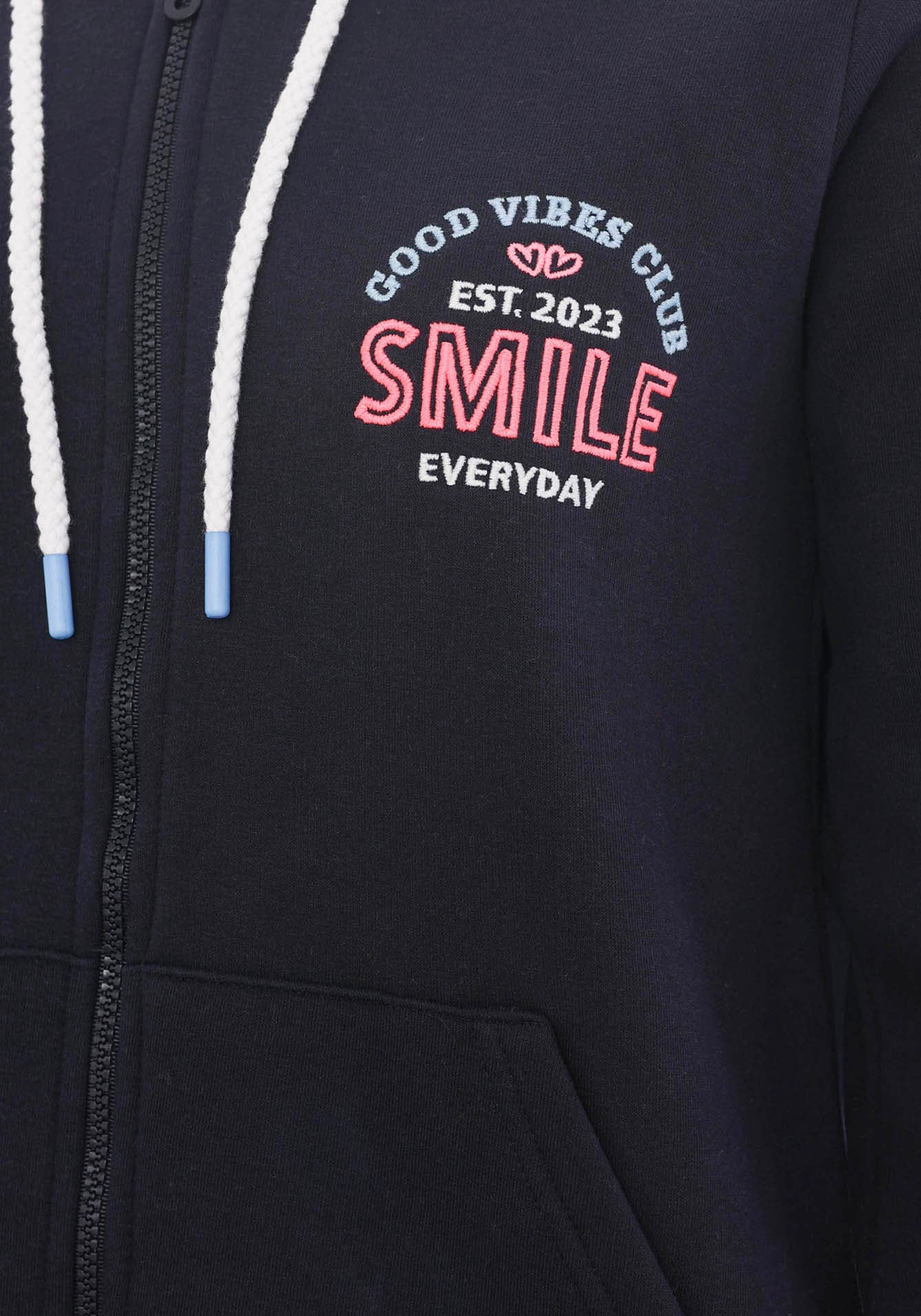 Zwillingsherz Sweatjacke, mit Kapuze, Backprint, Detailprint vorne