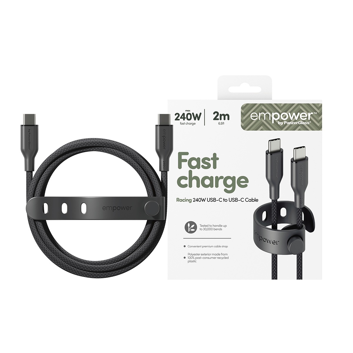 empower by PanzerGlass USB-Kabel »Racing 240W USB-C zu USB-C Kabel USB 2.0 2 m« USB-C 200 cm