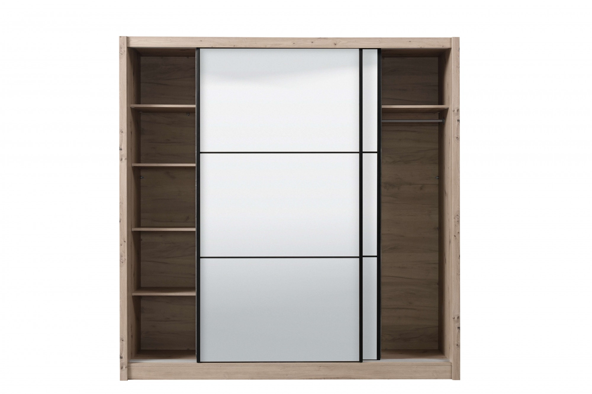 INOSIGN Schwebetürenschrank »Navara Kleiderschrank mit Spiegel Wäscheschrank«, mit kompletter Spiegelfront, FSC®-zertifiziert, 213,5x215,5x61cm