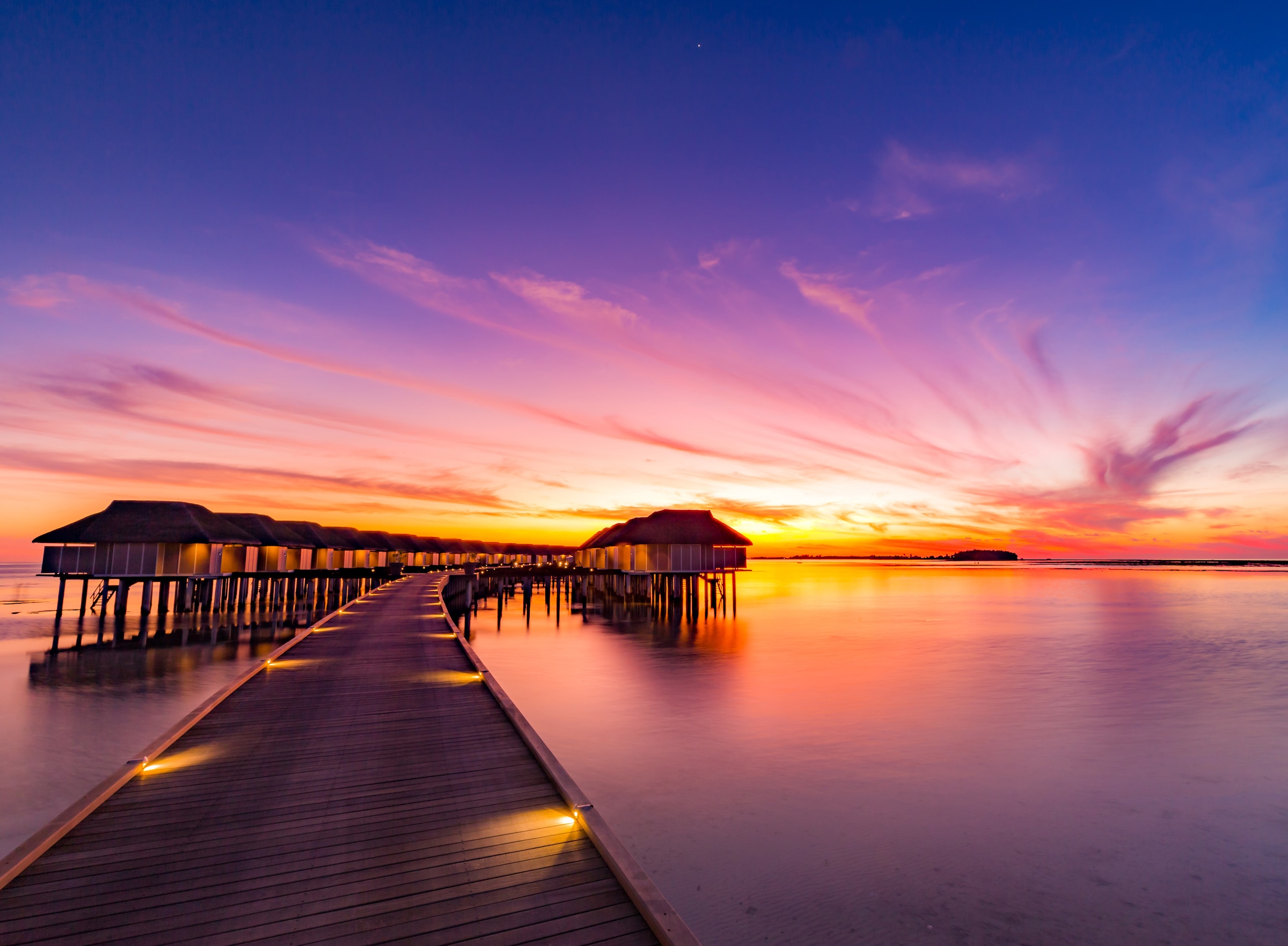 Papermoon Fototapete »Sunset Pier Maldives« glatt günstig online kaufen