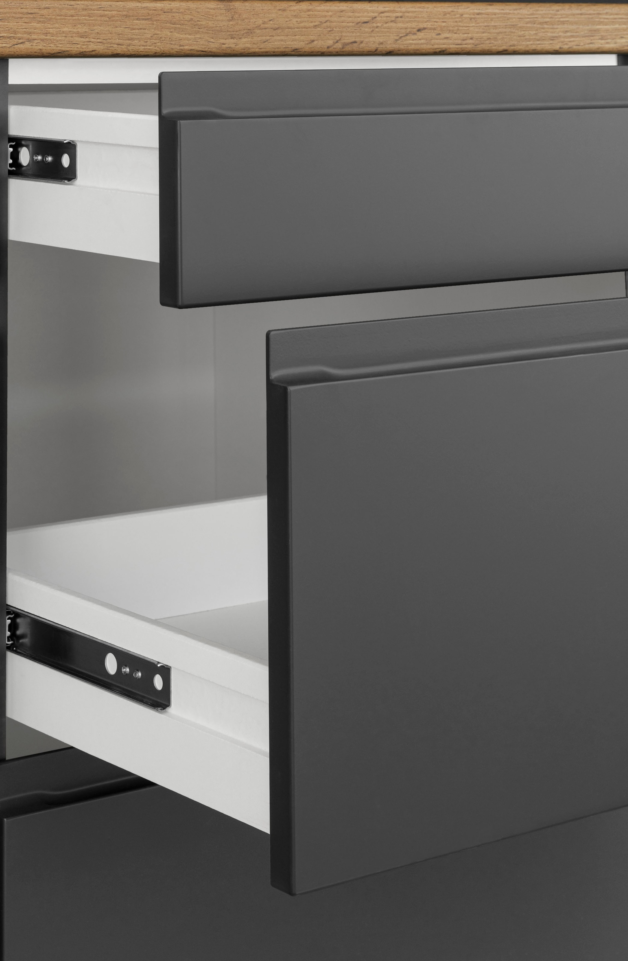 Kochstation Küche »KS-Bruneck«, 240cm breit, wahlweise mit oder ohne E-Geräte, hochwertige MDF-Fronten