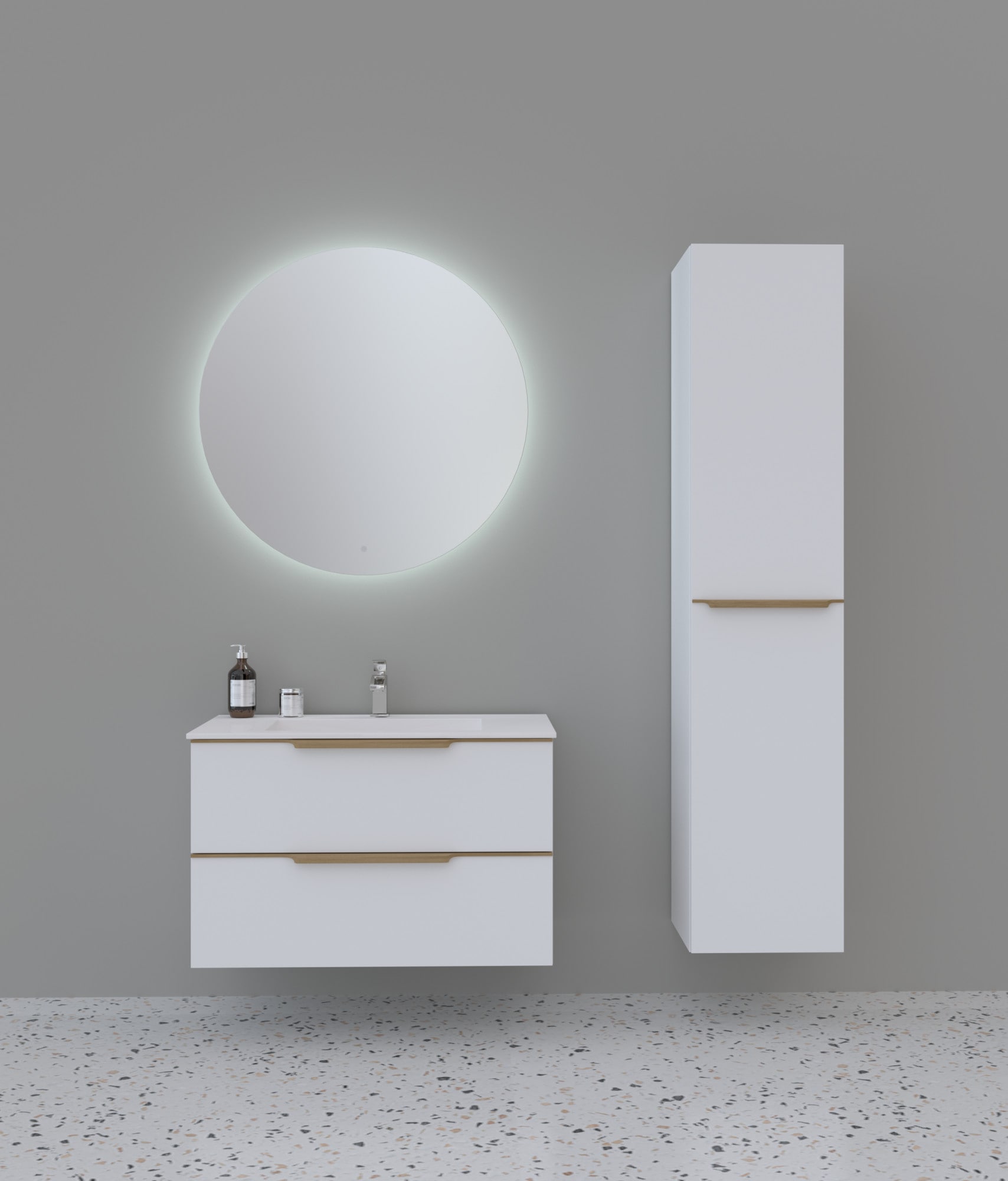welltime Waschtisch »Amber«, mit CORIAN-Acrylstein Waschbecken, massive Eichendetails