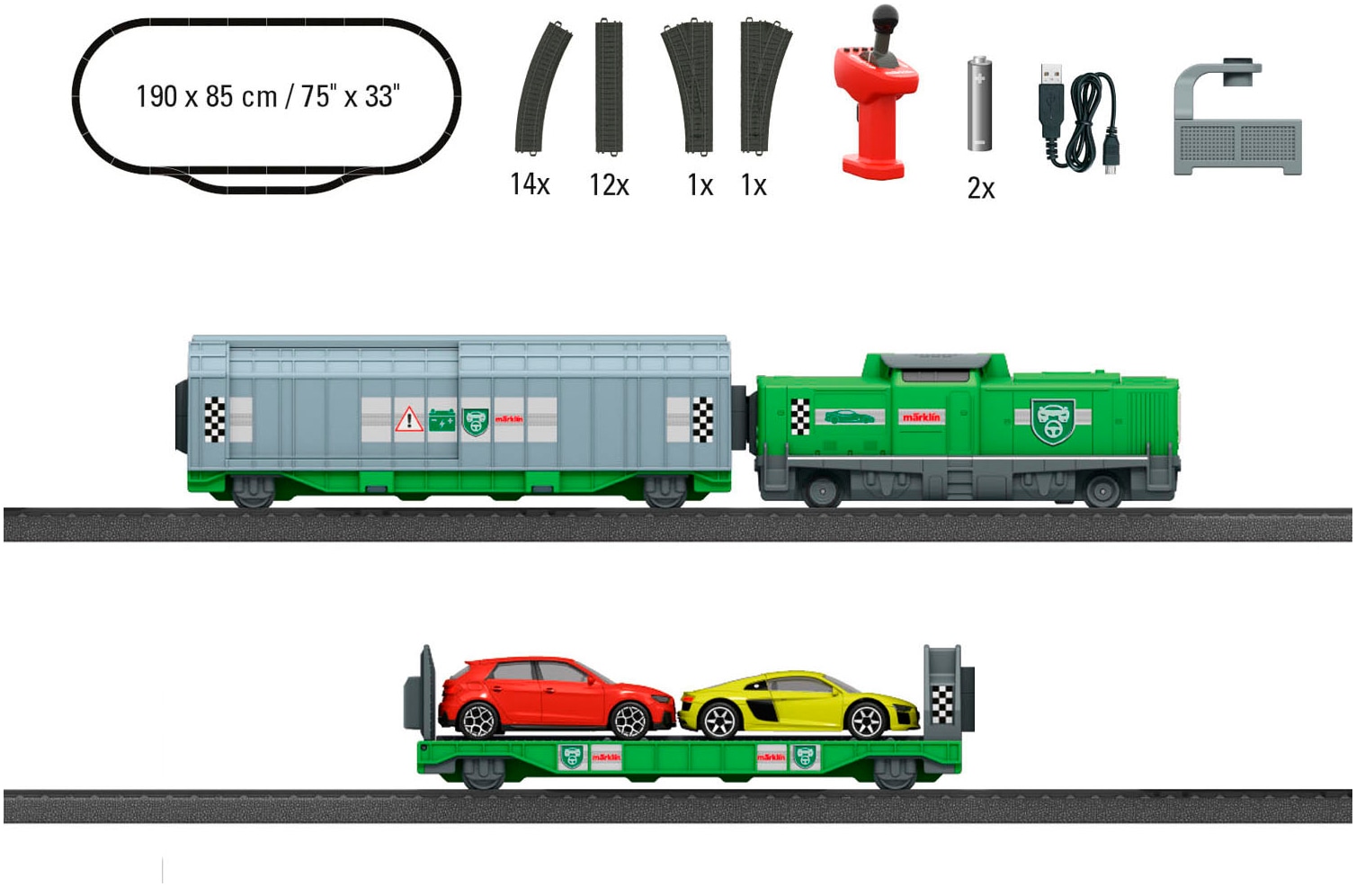 Märklin Spielzeugeisenbahn-Set »Märklin my world - Startpackung Autotransport - 29347«, (Set)