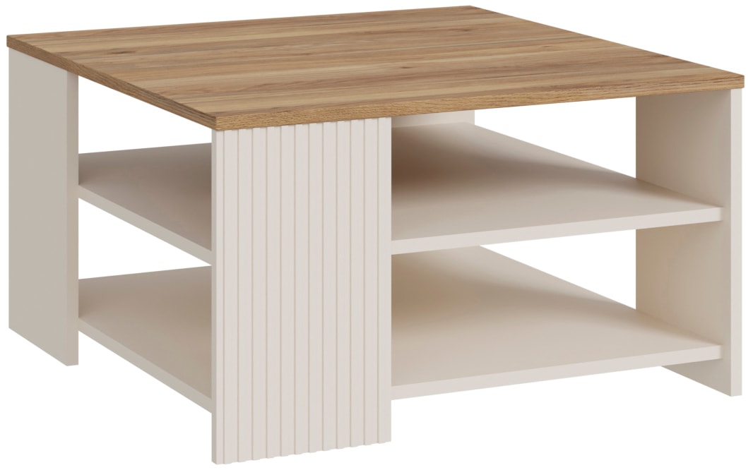 FORTE Couchtisch »Oak Square«, Couchtisch, Ablageböden, Lamellenoptik günstig online kaufen