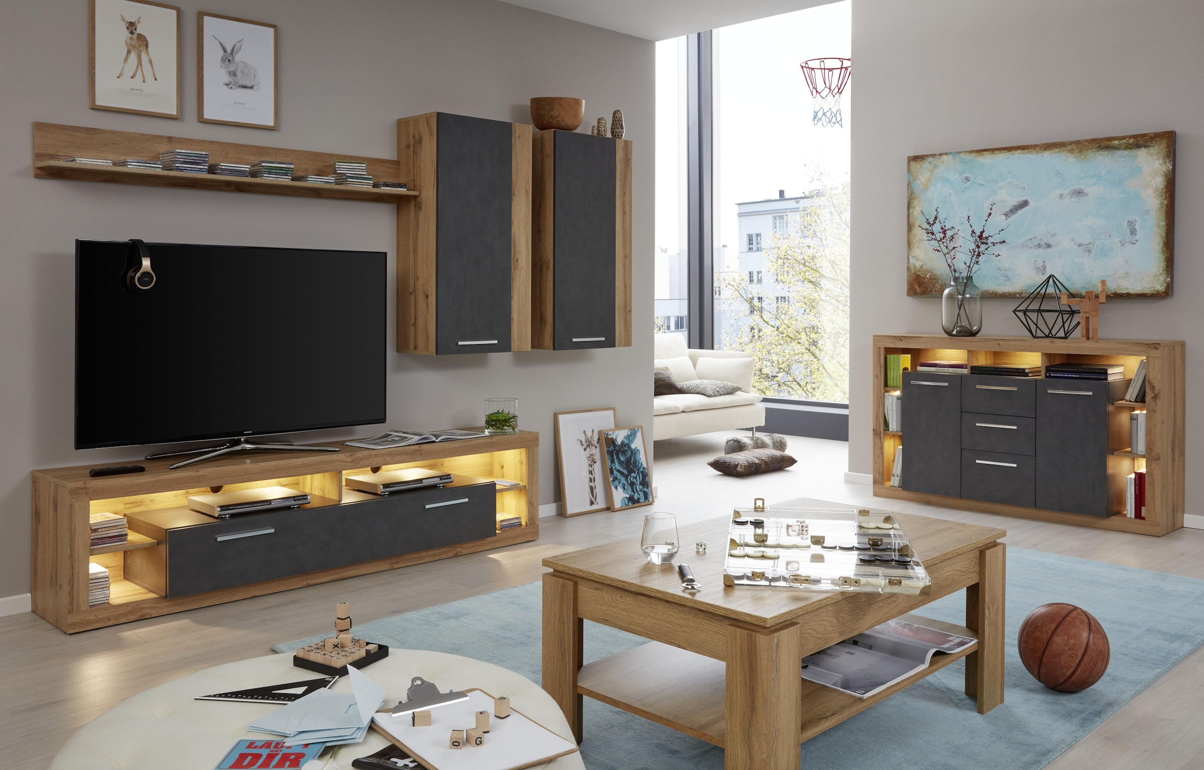 INOSIGN Hängevitrine »Gwendolyn«, Hängeschrank fürs Wohnzimmer mit 3 Fächern - (B/T/H) 52/31/103 cm