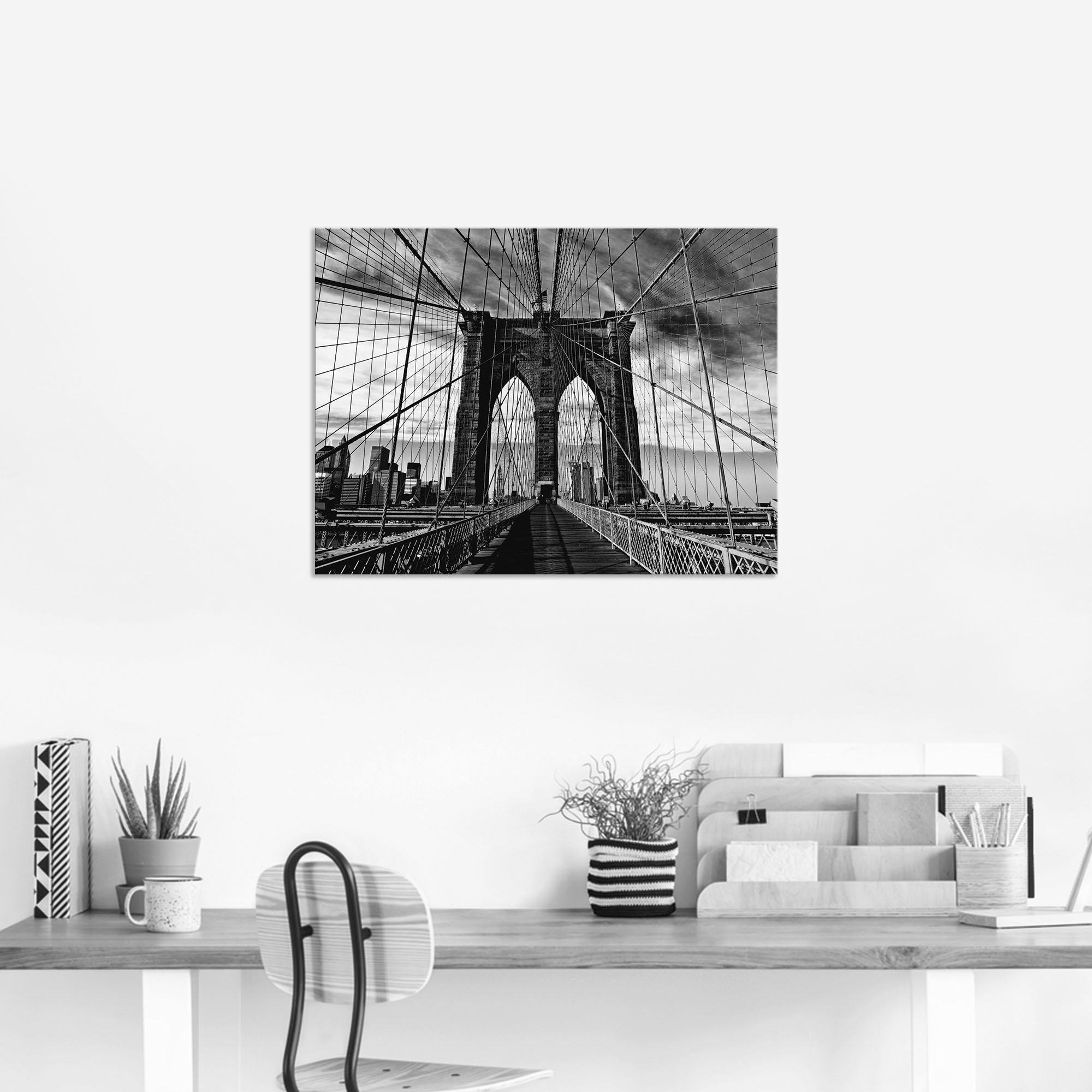 Artland Wandbild »Brooklyn Bridge - schwarz/weiss«, Brücken, (1 St.), als A günstig online kaufen