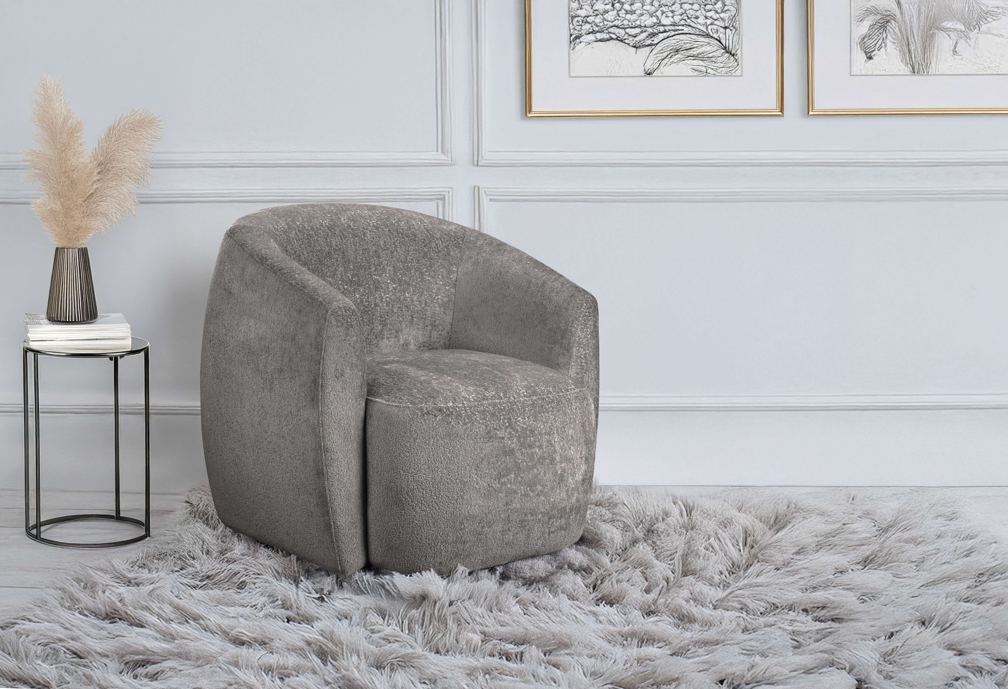 andas Drehsessel »Vallsta«, Breite 85 cm, Chenille oder Boucle Stoff, Drehf günstig online kaufen