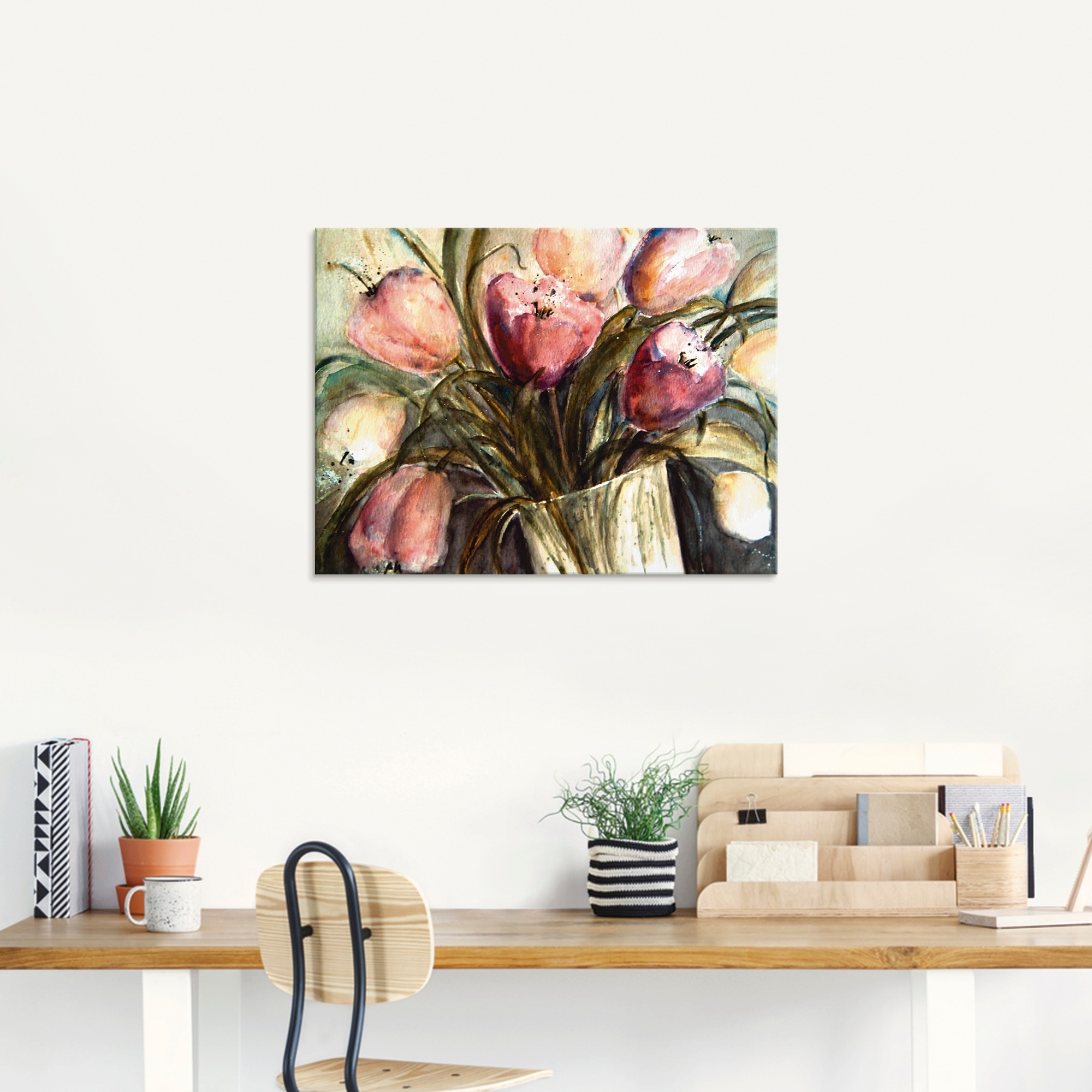 Artland Glasbild »Lila Tulpen in Vase«, Blumen, (1 St.), in verschiedenen Größen