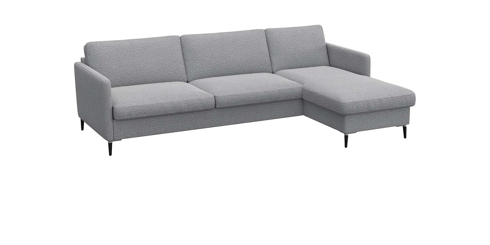FLEXLUX Ecksofa »Fiore, super Sitzkomfort durch Kaltschaum im Sitz, L-Form« schmale Armlehnen, Füße Alu+schwarz