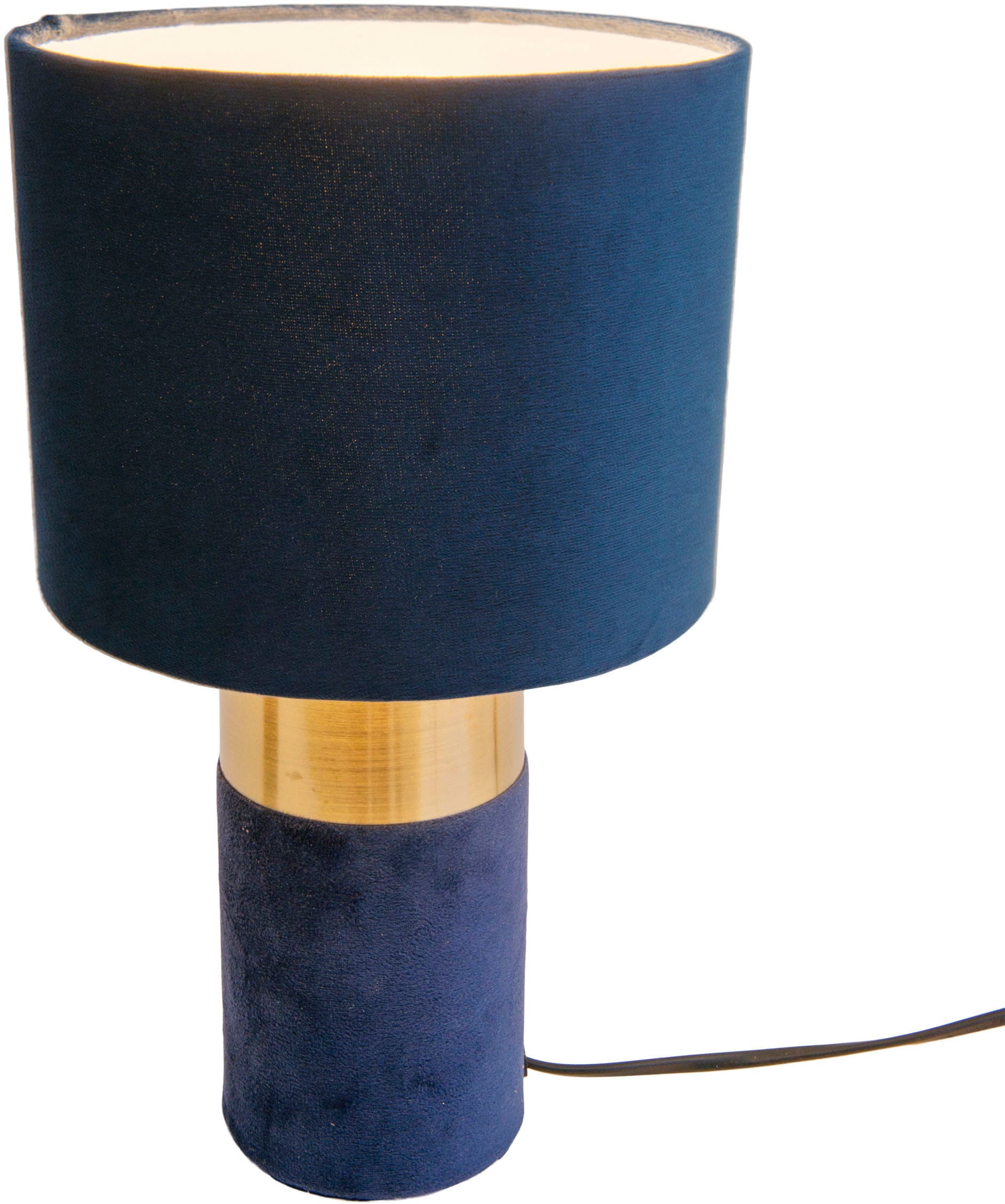 näve Tischleuchte »Bordo«, 1 flammig, Leuchtmittel E14 | ohne Leuchtmittel, 1xE14, Textilschirm blau, Fuß blau gold, Höhe 32cm, Zuleitung 150cm
