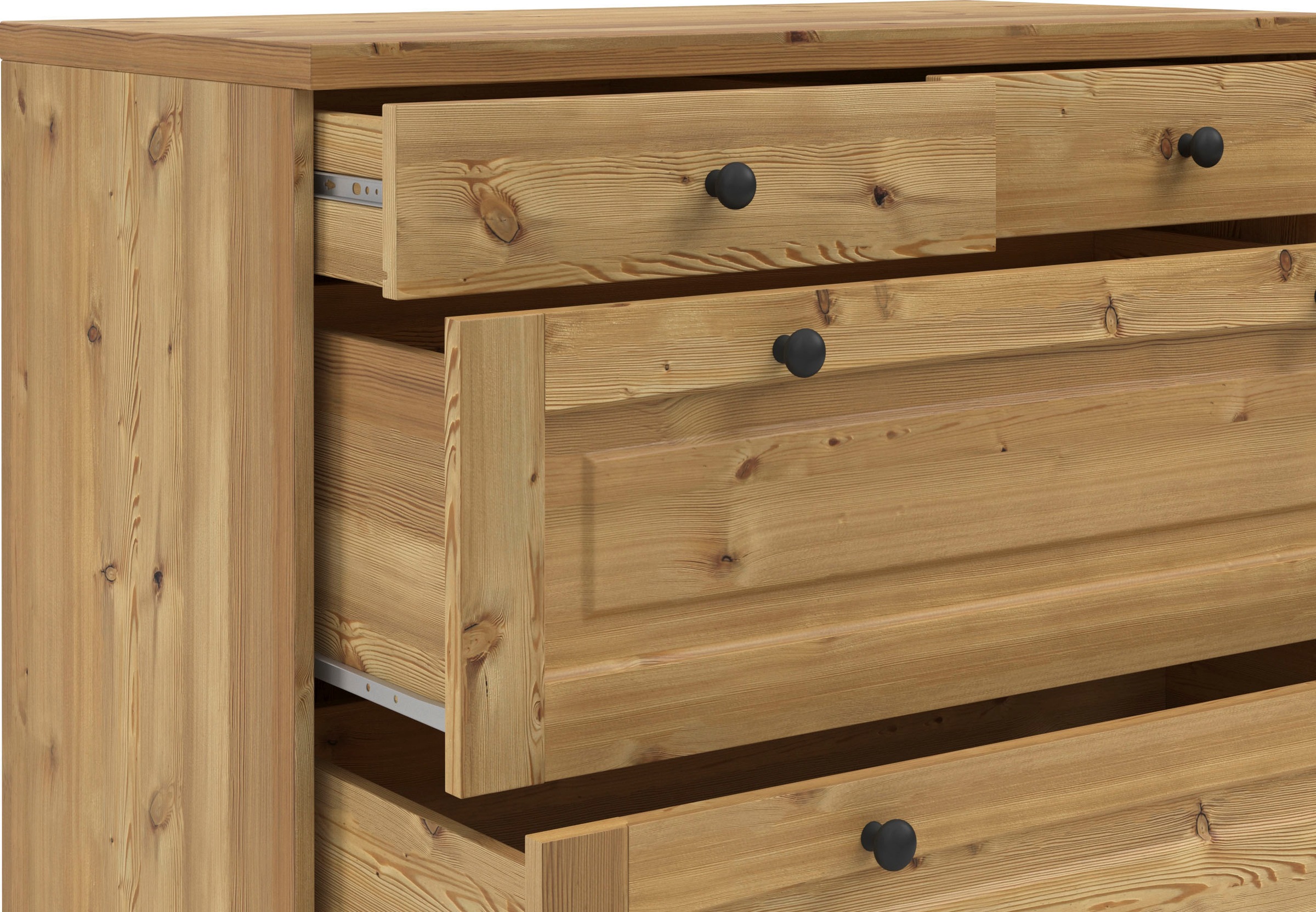KOCHSTATION Unterschrank »KS-Osby«, (1 St.), Kiefer massiv, Breite 100 cm, 4 Schubkästen