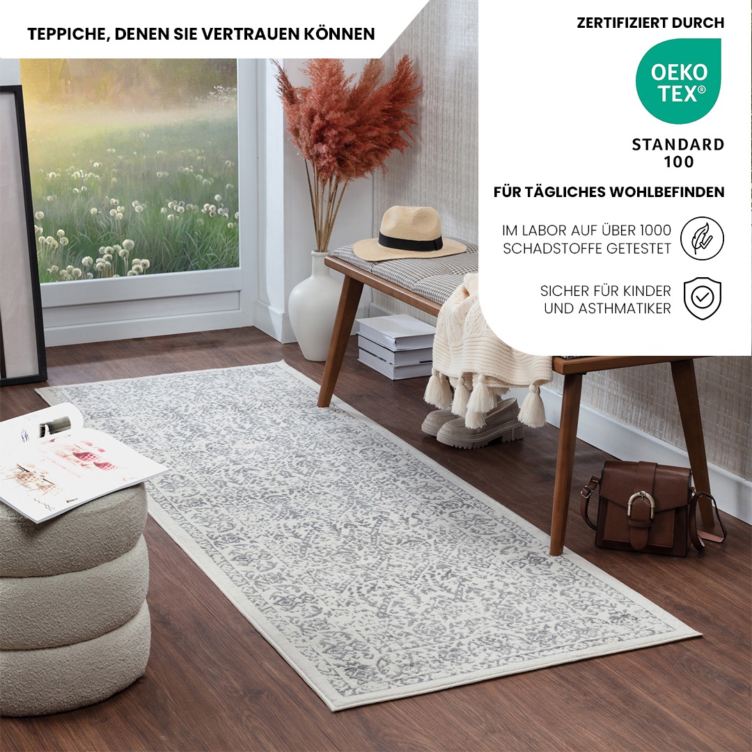 Livabliss Teppich »EJURA«, rechteckig, 8 mm Höhe, Vintage Orientteppich, Kurzflor Boho Wohnzimmerteppich, Läufer