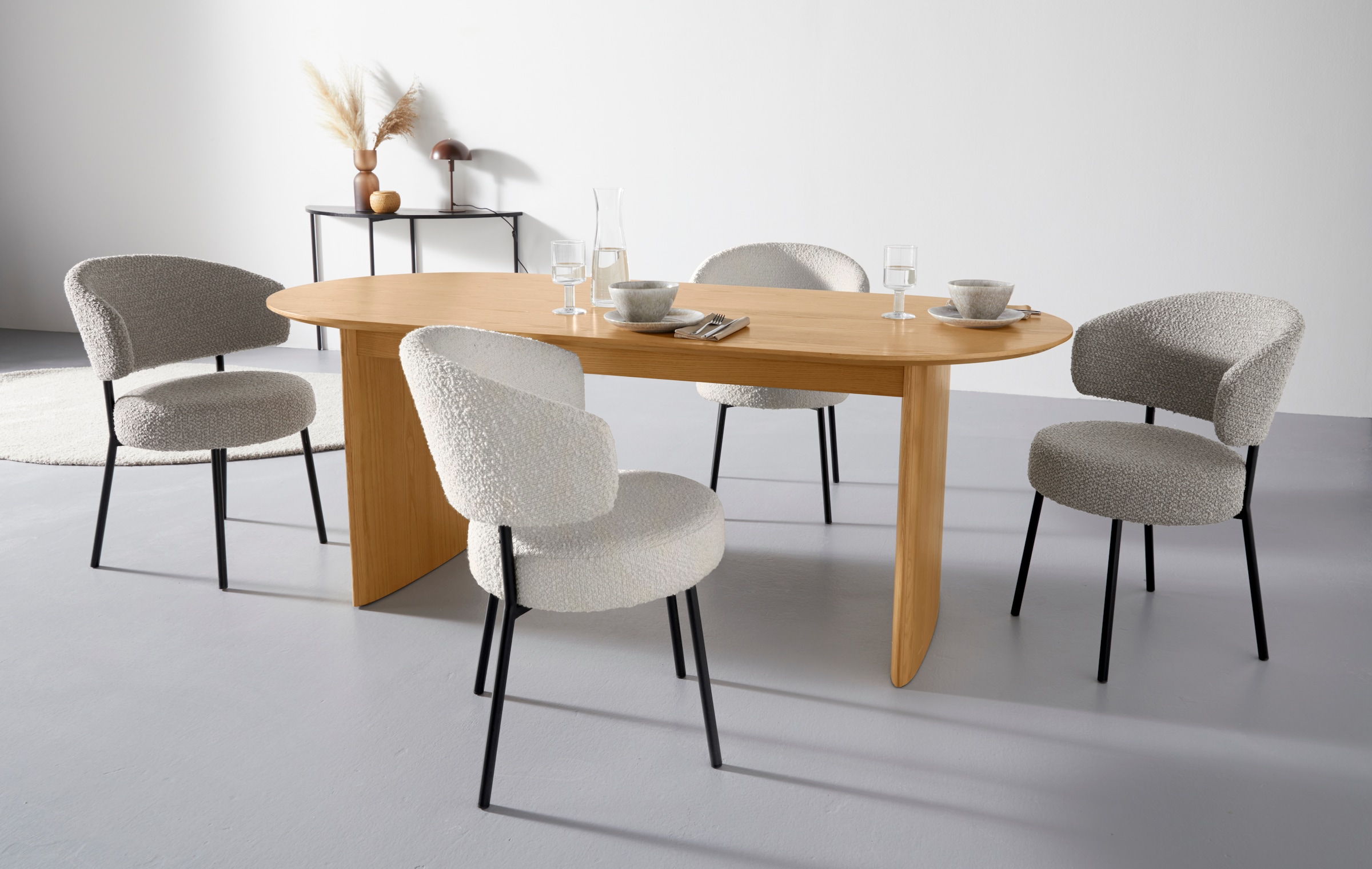 LeGer Home by Lena Gercke Esszimmerstuhl »Sölve«, (Set), 2 St., Boucle Bezugsstoff, Metallgestell, Sitztiefe 48 cm