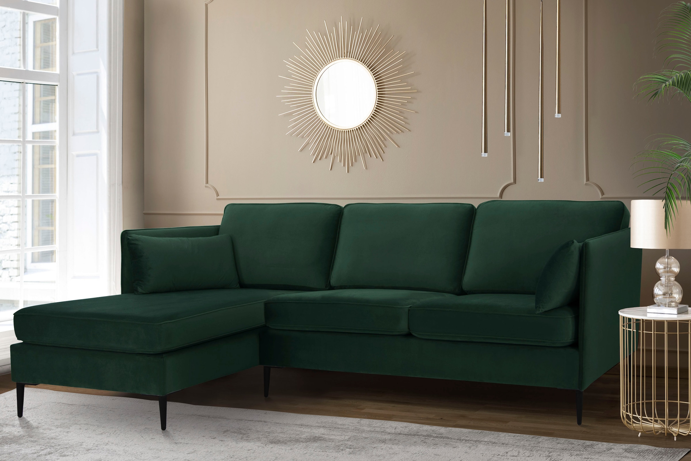 Home affaire Ecksofa »Light L-Form« inklusive loser Zierkissen, mit schmale günstig online kaufen