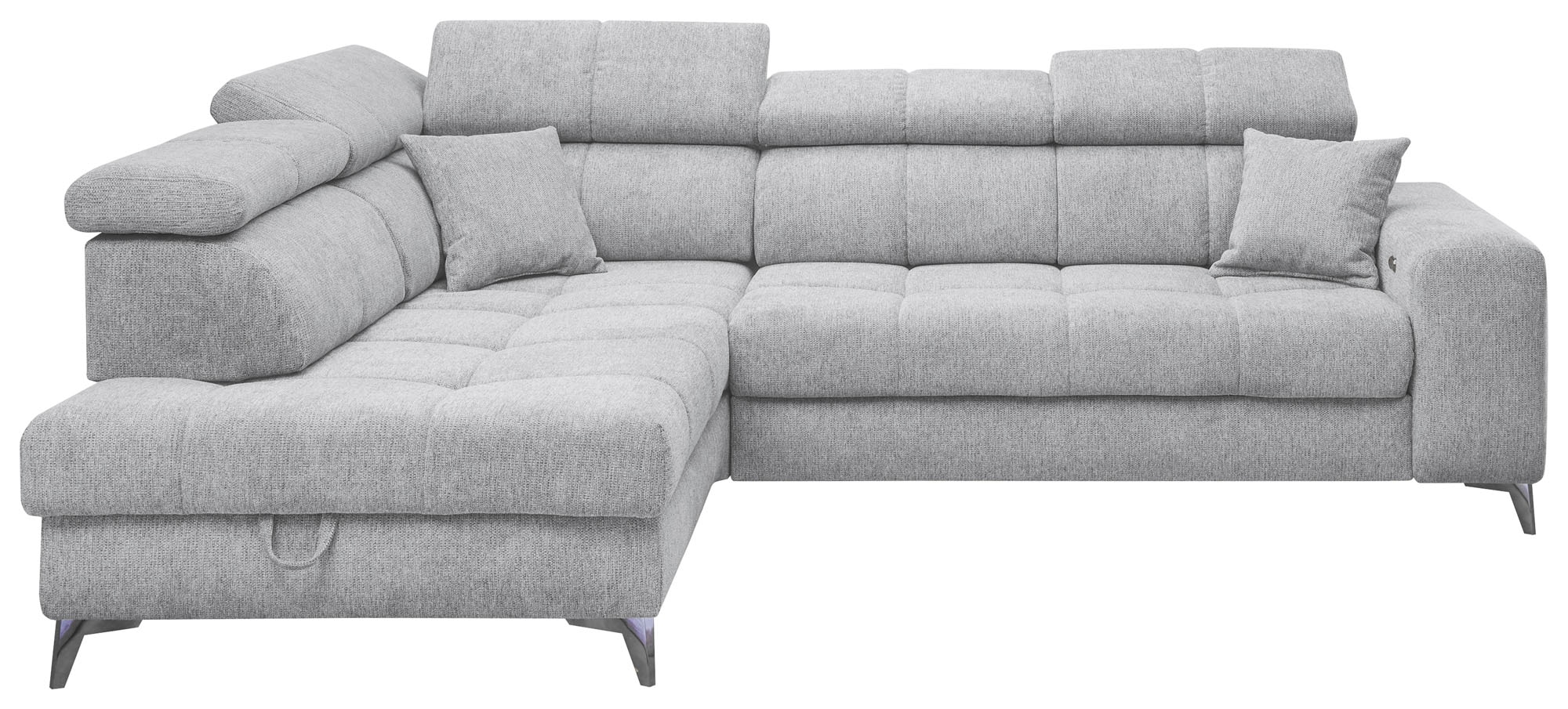 ED EXCITING DESIGN Ecksofa »Sydney L-Form mit Bettfunktion, Bettkasten, Kopfteilverstellung«, motorischer Sitztiefenverstellung, USB-Port & 2 Zierkissen