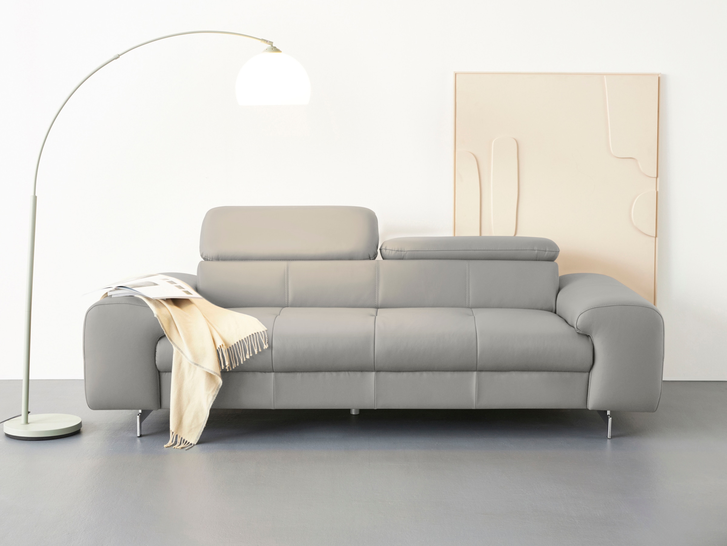 COTTA 3-Sitzer »Chef«, Big-Sofa mit Kopfteilverstellung, edle Metallkufen günstig online kaufen