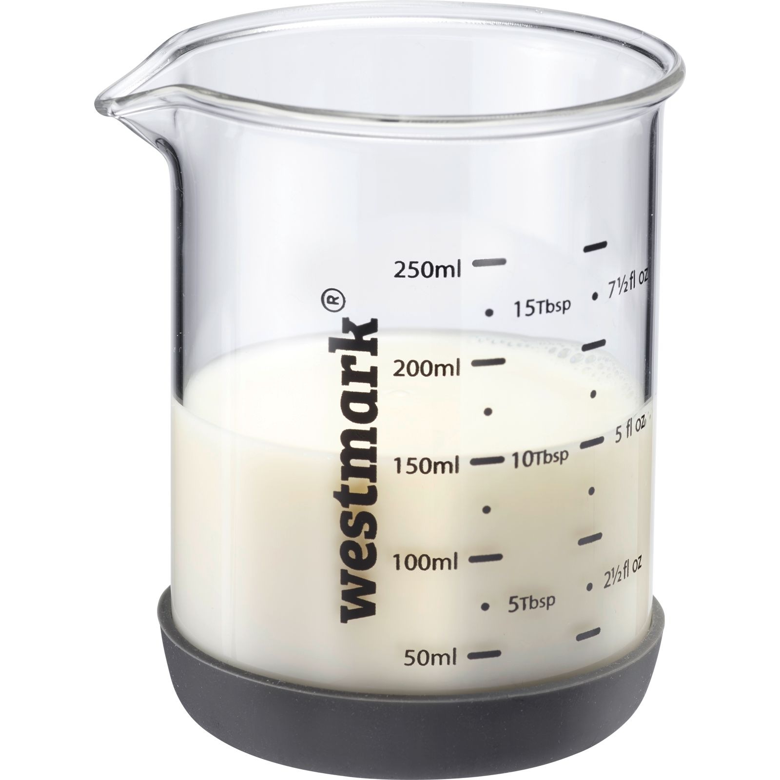 WESTMARK Messbecher »Messglas-Set, 3tlg., 50, 100, 250 ml« Borosilikatglas | Silikon Set, 3 Stk. tlg. Skalen in ml, Tbsp, tsp und fl oz