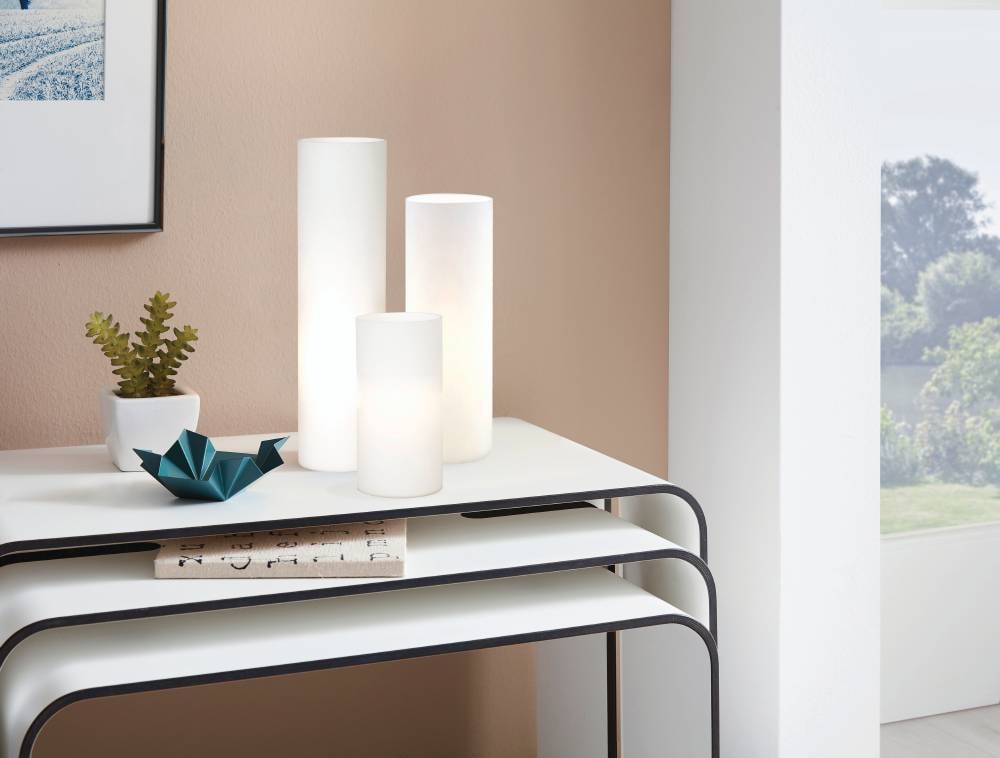 EGLO Tischleuchte »GEO Tischlampe, opal-mattes Glas, Schalter am Kabel, minimalistisch«, 1 flammig, Leuchtmittel E14 | Leuchtmittel wechselbar-ohne Leuchtmittel, Nachttischlampe, Deko-Leuchte, Schlafzimmer, 165cm Kabel, 20x10cm