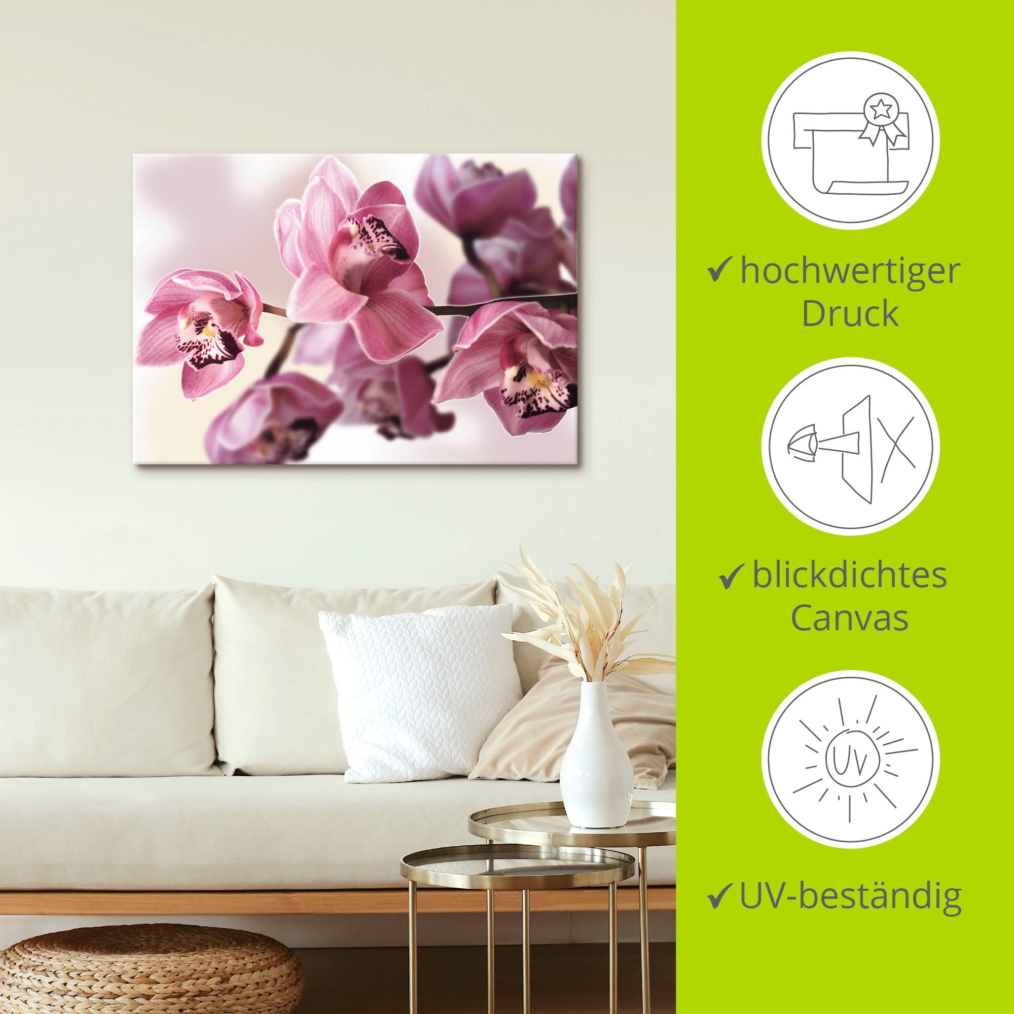 Artland Wandbild »Rosa Orchidee«, Blumenbilder, (1 St.), als Alubild, Outdoorbild, Leinwandbild, Poster, Wandaufkleber