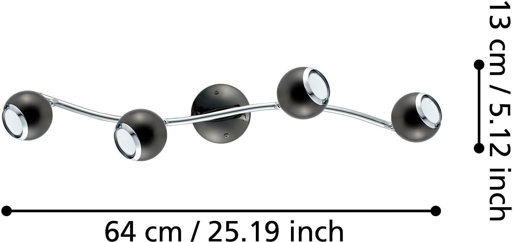 EGLO Deckenleuchte »Bimeda Deckenlampe, Flurlampe, Deckenstrahler aus Metall, GU10, Lampe« GU10 1 Stk. Warmweiß Spot - L64 x B10 cm - nickel-nero, chrom - 4X2,8W inkl.