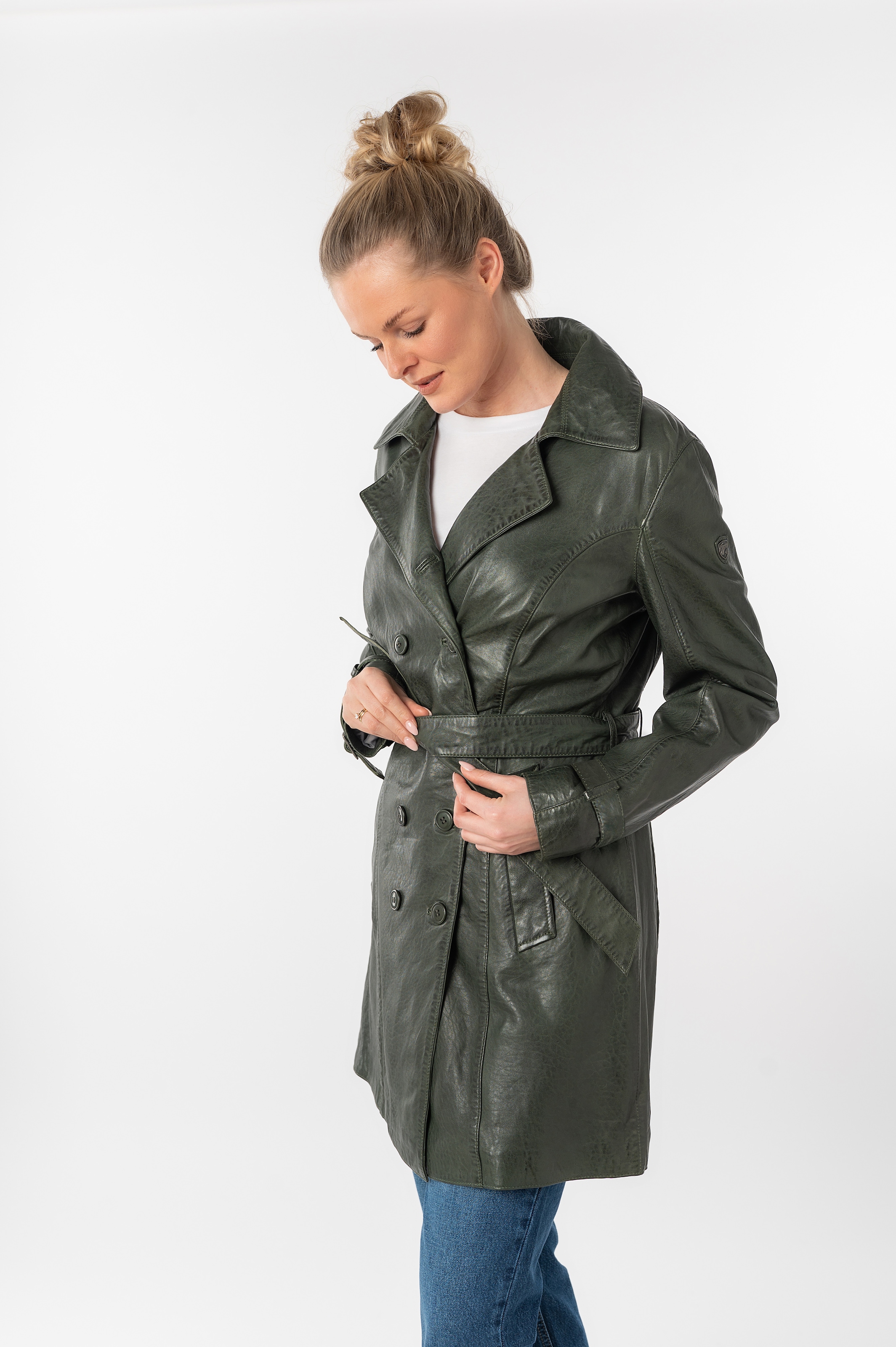 Mauritius Ledermantel »GWTaresa«, (2 tlg., mit Bindegürtel), Leder-Trenchcoat mit Bindegürtel