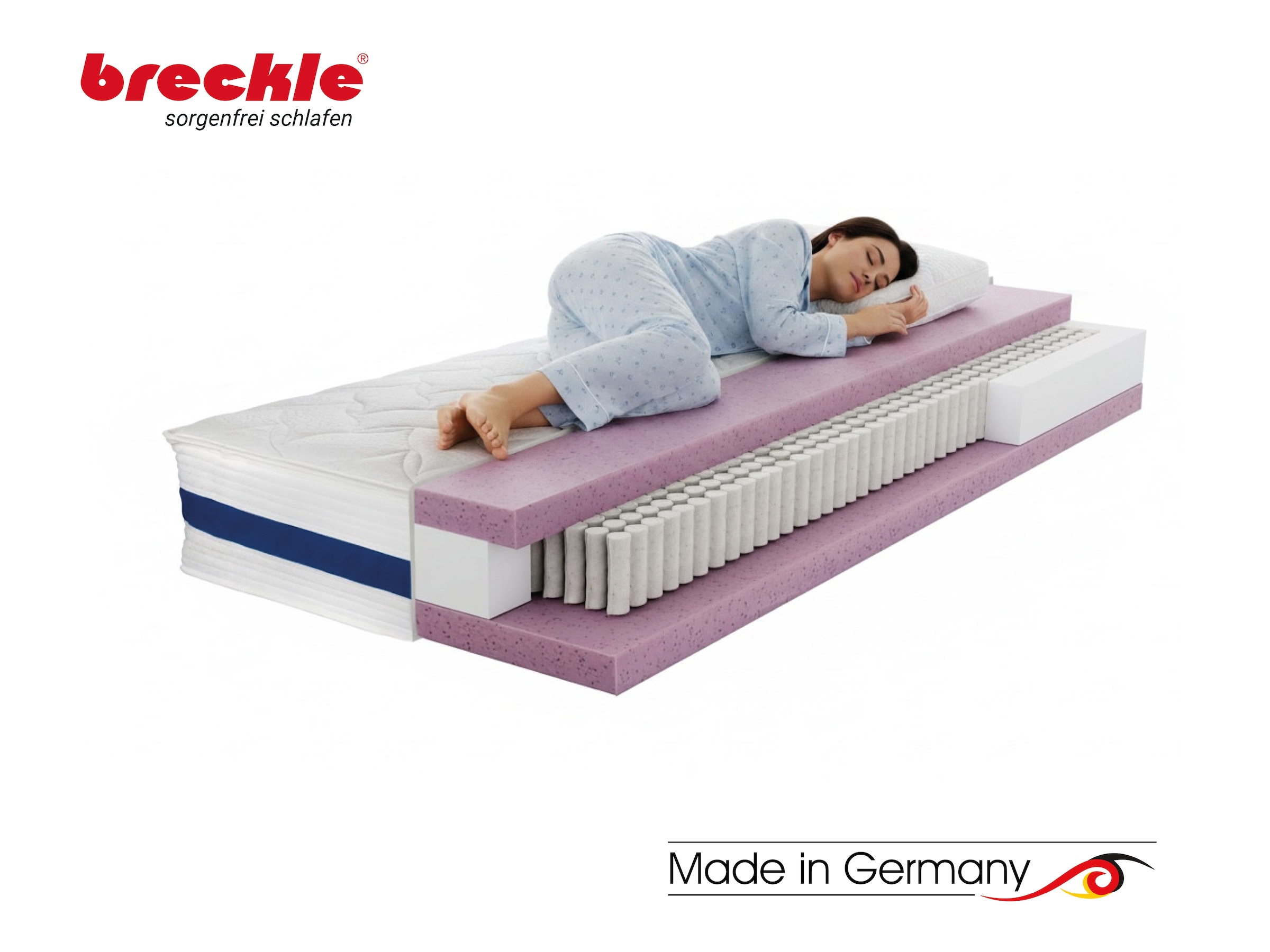 Breckle Taschenfederkernmatratze »1000 Pur, 7 Zonen Matratze 90x200 cm, 140x200 cm & weitere Größen« 25 cm hoch 1.000 Federn 1 Stk. tlg. Matratze H2/H3/H4, ergonomisch, atmungsaktiv