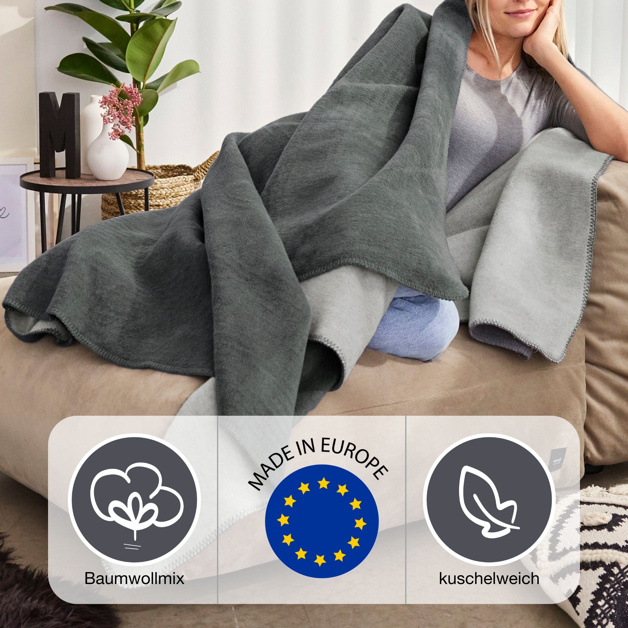 IBENA Wohndecke »Jacquard Decke Dublin«, in trendigen Pastellfarben