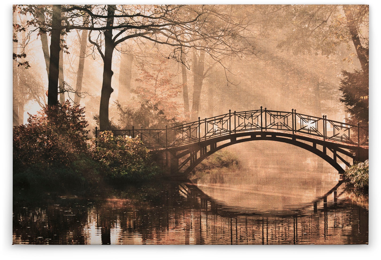 Bricoflor Leinwand Mit Brücke In Park Landschaft Leinwandbild In Braun Wohn günstig online kaufen
