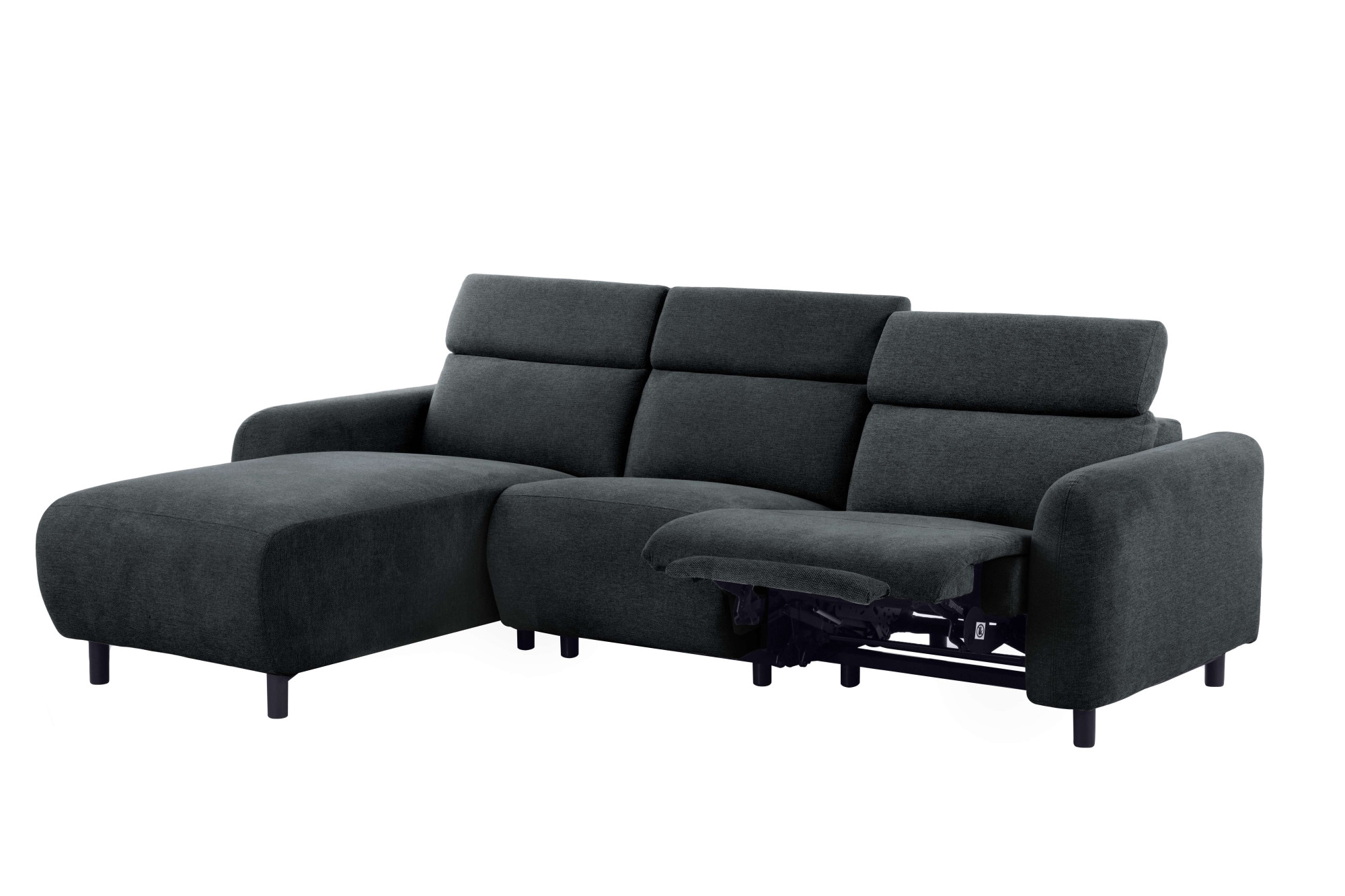 Home affaire Ecksofa »SKAANE Struktur, L-Form, 274 cm, manuelle u. elektrische Funktion,«, rundes Design, Kopfteilverstellung, Federkernpolsterung