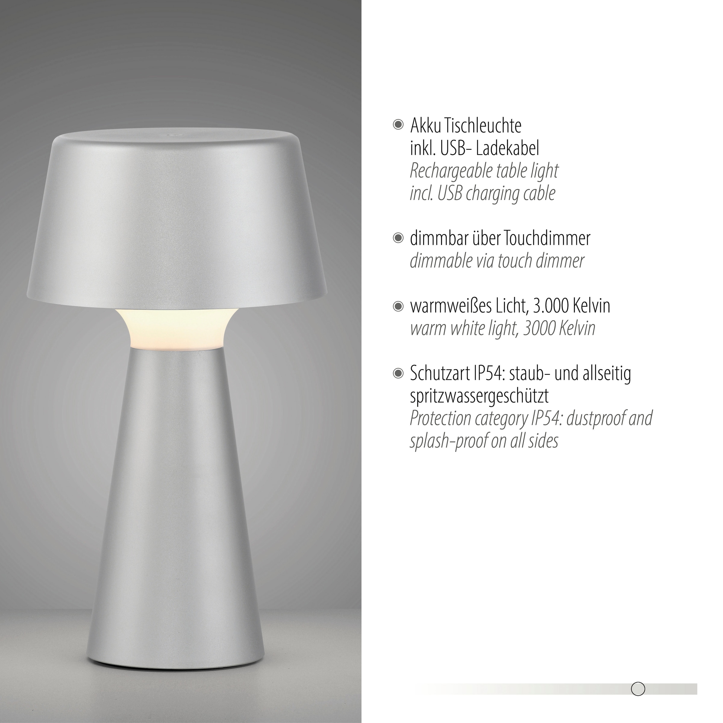 JUST LIGHT Tischleuchte »ABERA«, 1 flammig, Leuchtmittel LED-Modul | LED fest integriert, Akkuleuchte