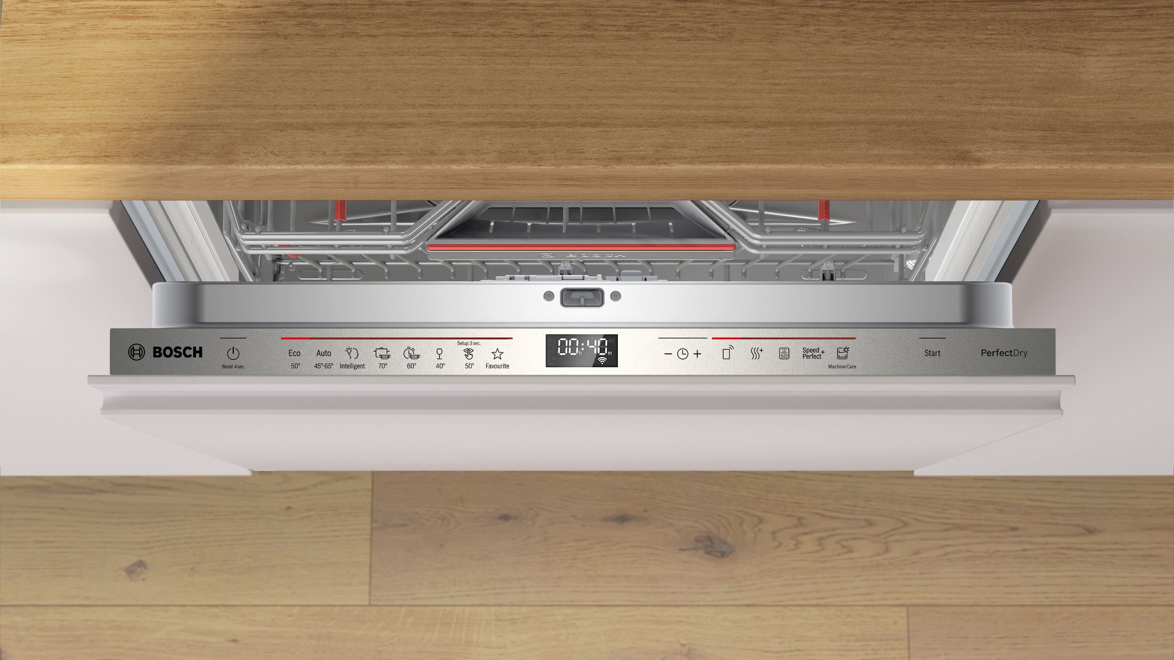 BOSCH vollintegrierbarer Geschirrspüler Serie 6 »SMV6ZCX16E« 14 Maßgedecke Time Light - Restzeit wird auf Küchenboden projiziert, flexible Körbe