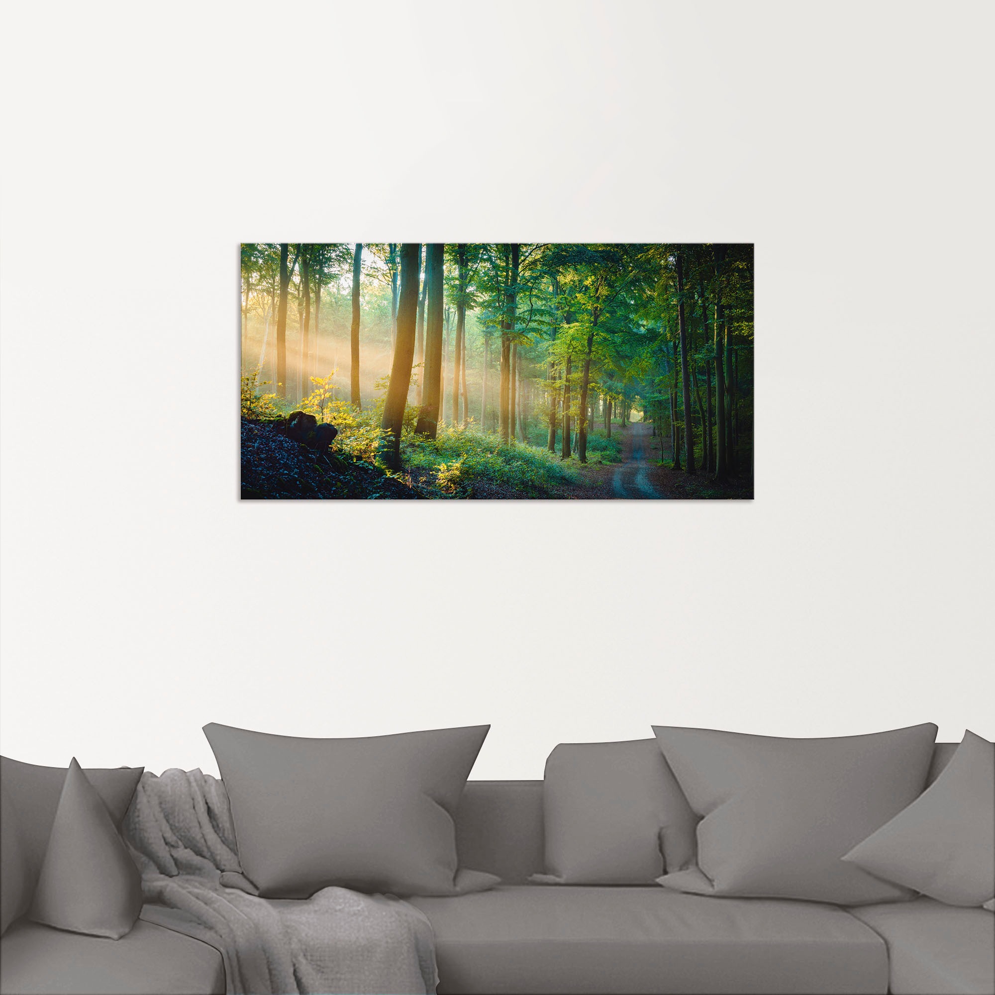 Artland Wandbild »Herbstmorgen im Wald« Waldbilder 1 Stk. tlg. als Alubild, günstig online kaufen